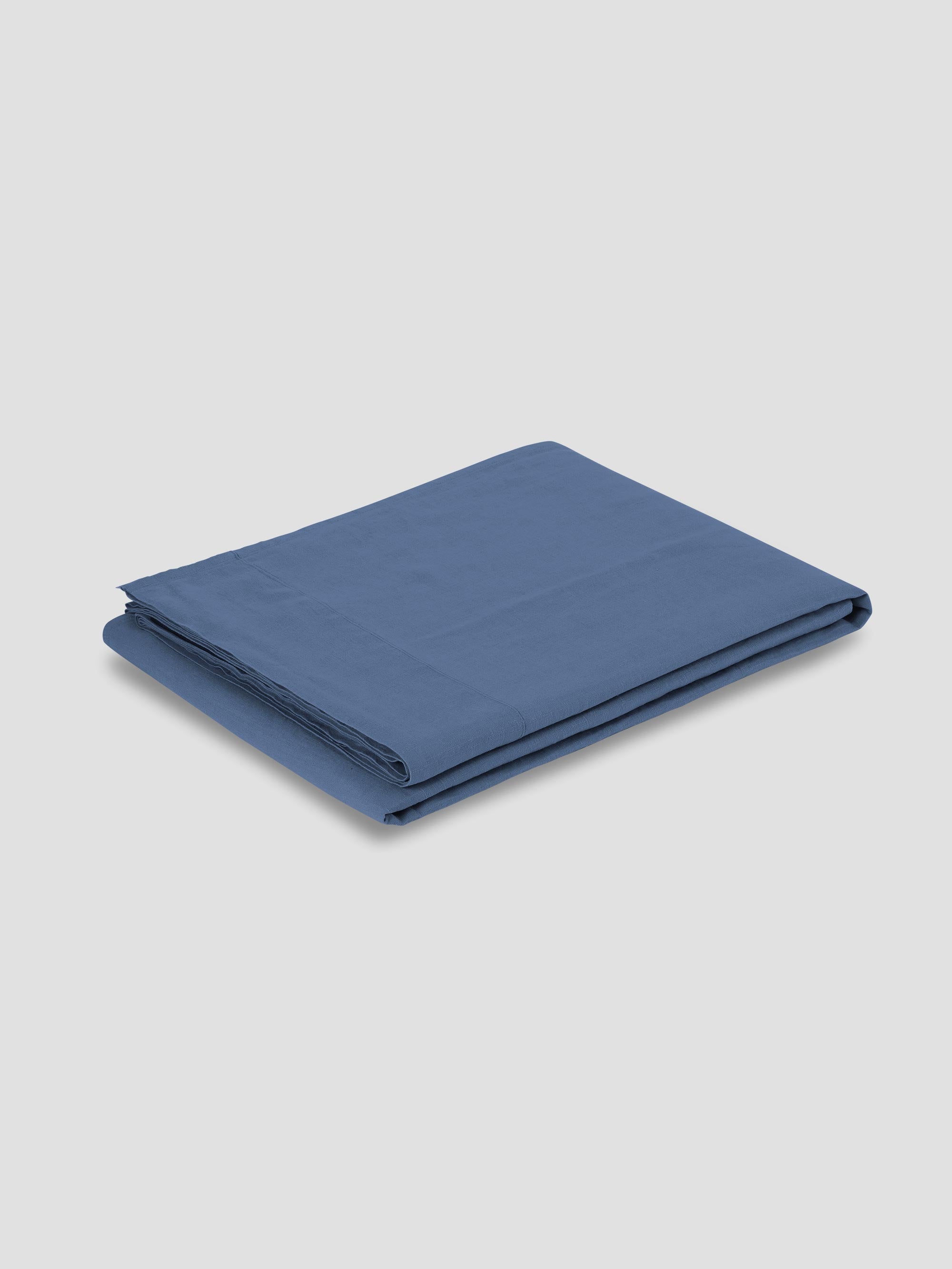 Blue Linen Blend Flat Sheet - Image 2