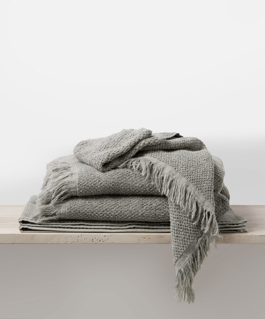 Pebble Linen Bathroom Towel Set Collection