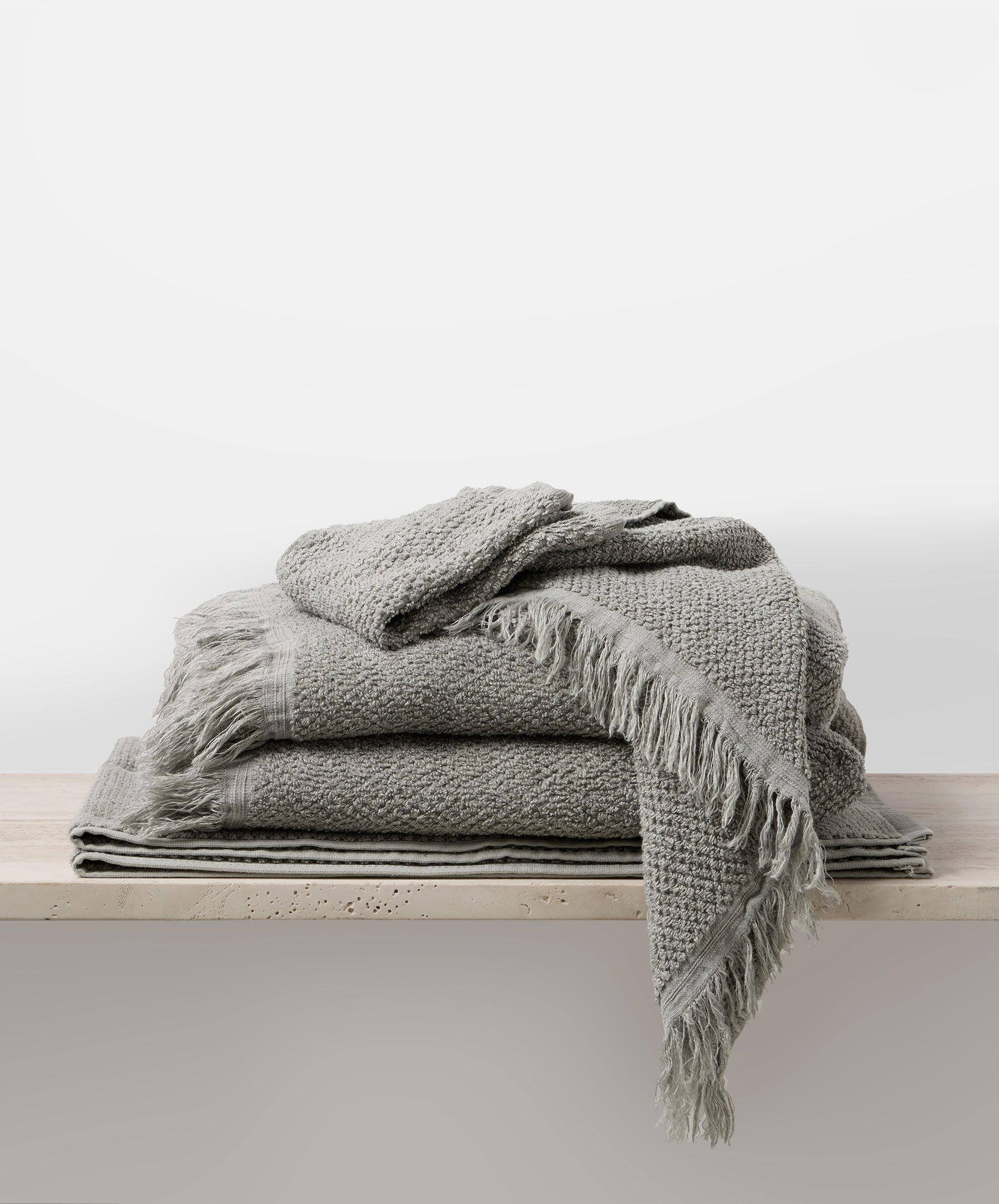 Pebble Linen Bathroom Towel Set Collection