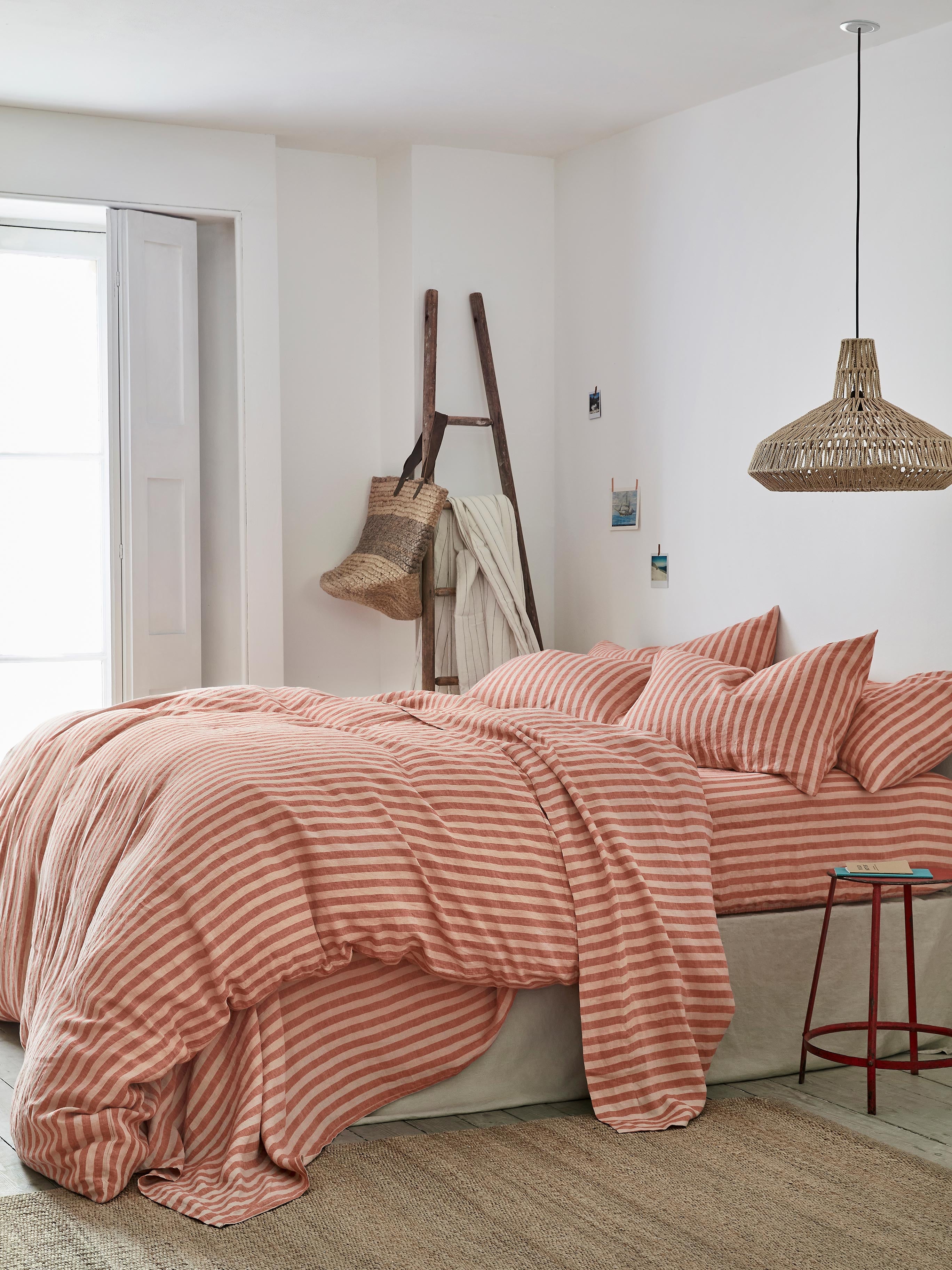 Sandstone Red Striped Linen Duvet Cover - Image 2