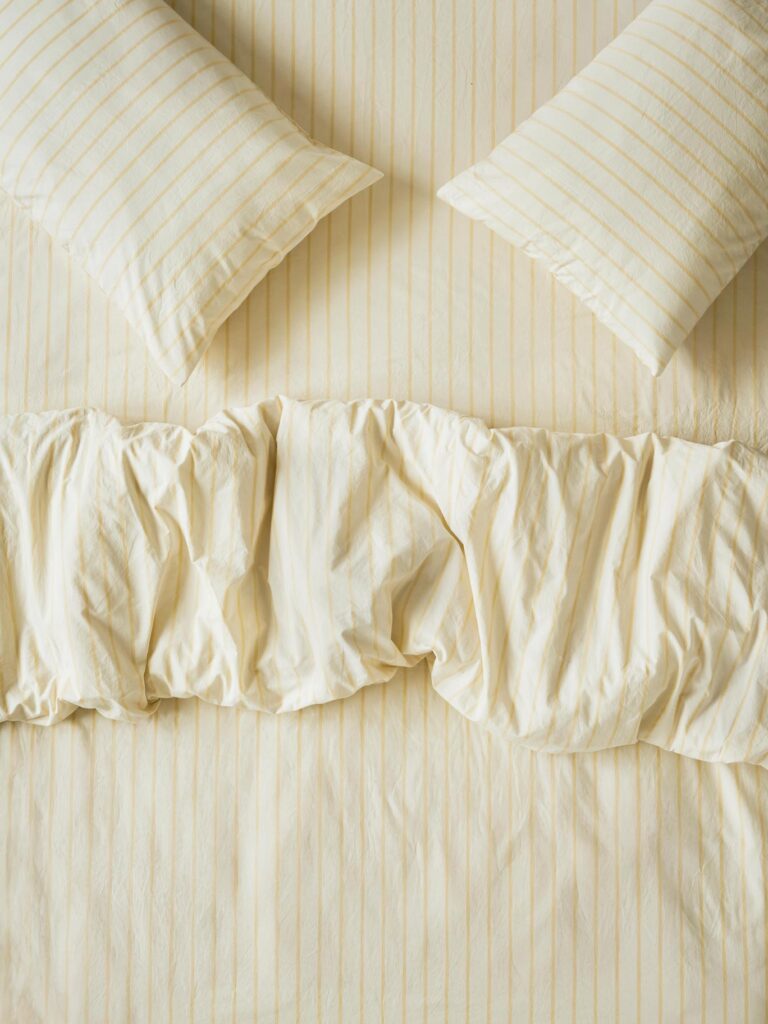 Butter Yellow Striped Cotton Duvet Cover