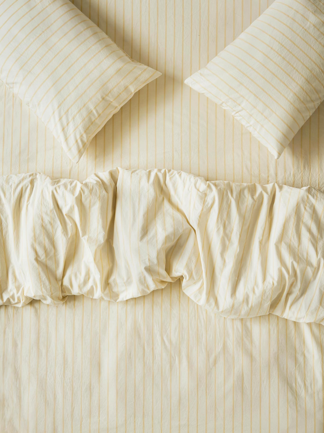 Butter Yellow Striped Cotton Duvet Cover