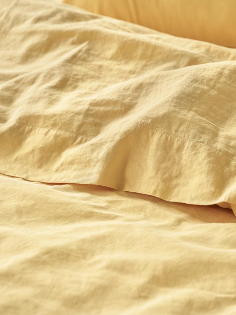 Butter Yellow Plain Linen Blend Flat Sheet