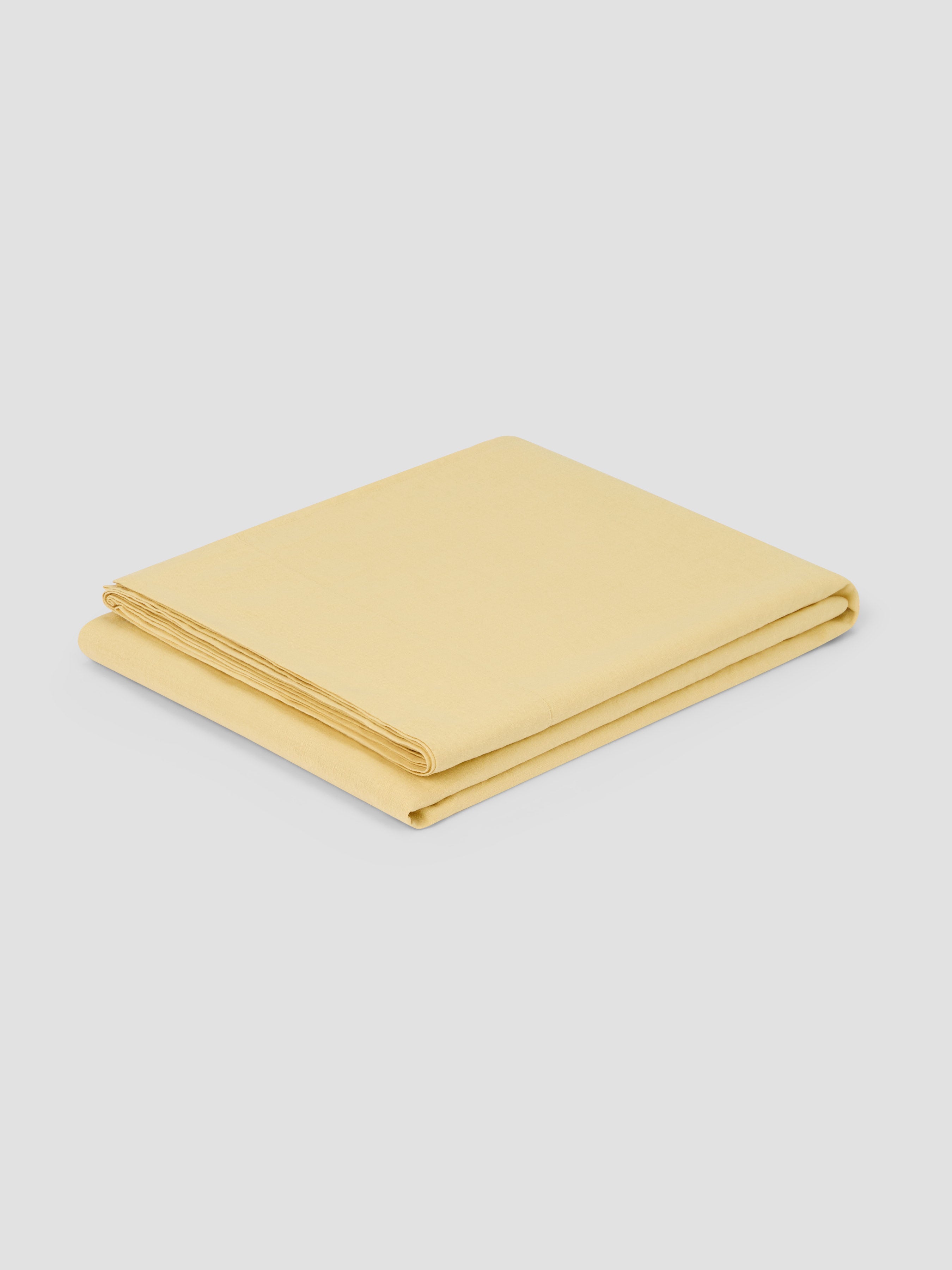 Butter Yellow Plain Linen Blend Flat Sheet - Image 2