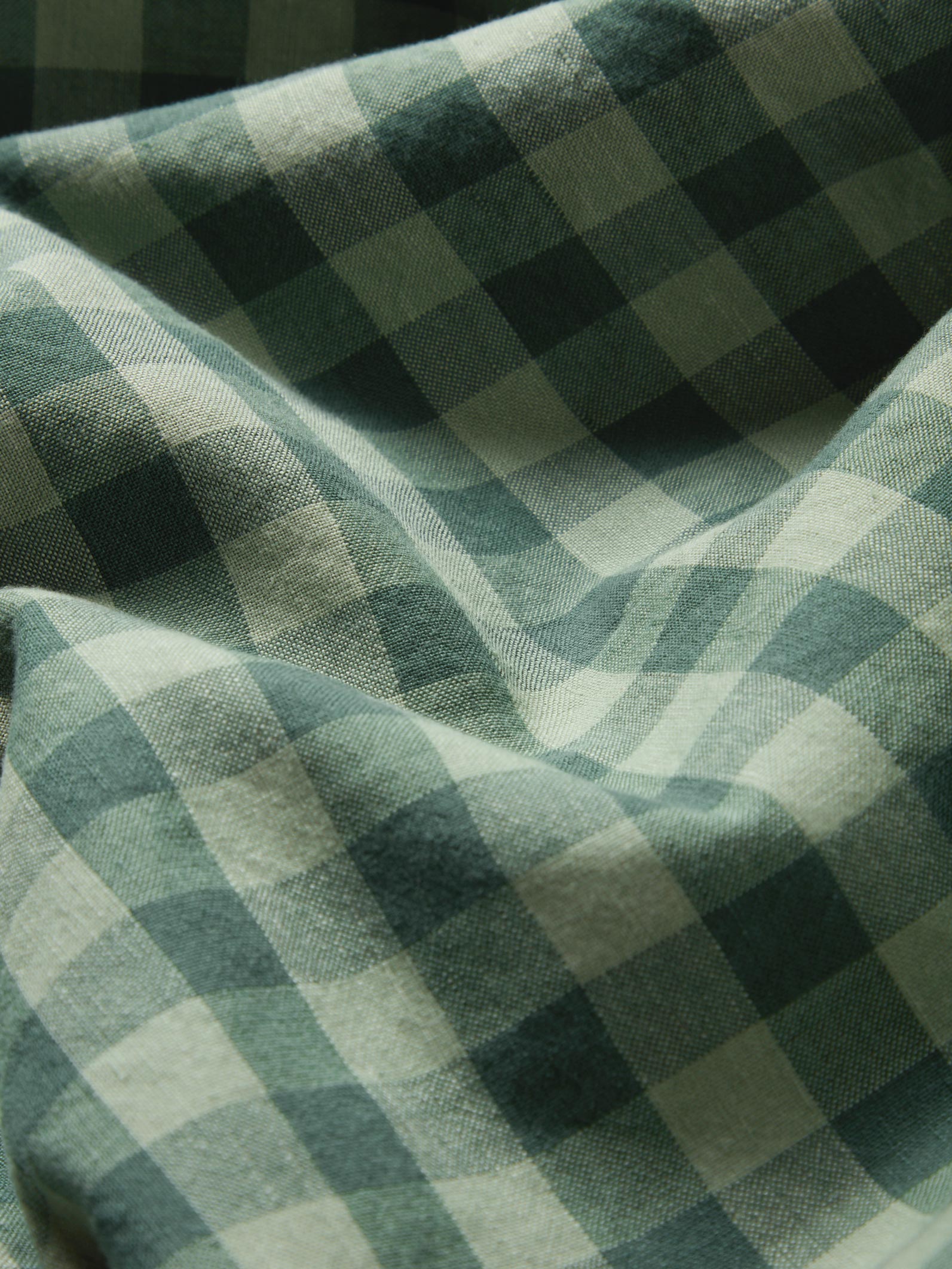 Pine Green Gingham Linen Blend Duvet Cover - Image 3