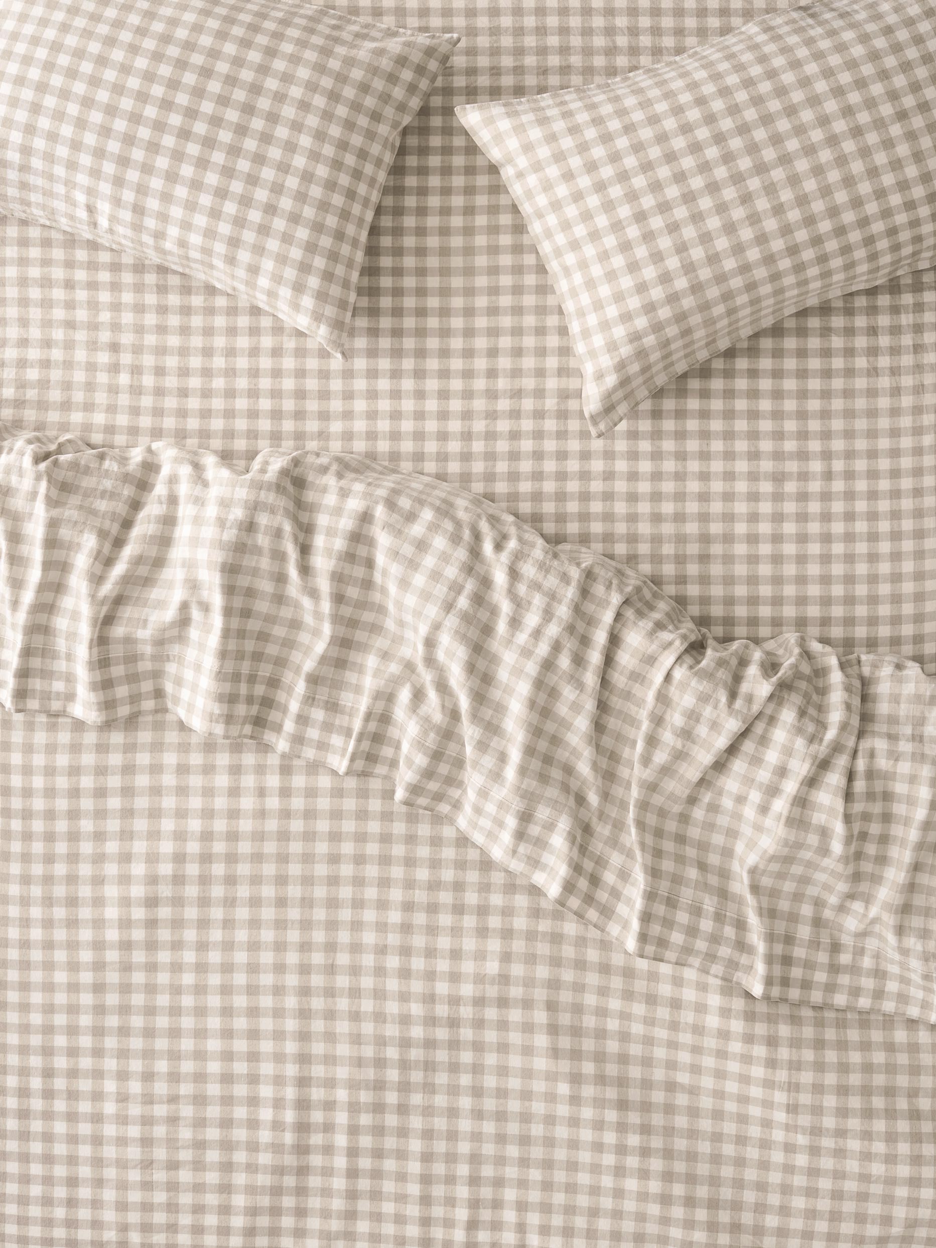 Oatmeal Gingham Linen Blend Duvet Cover