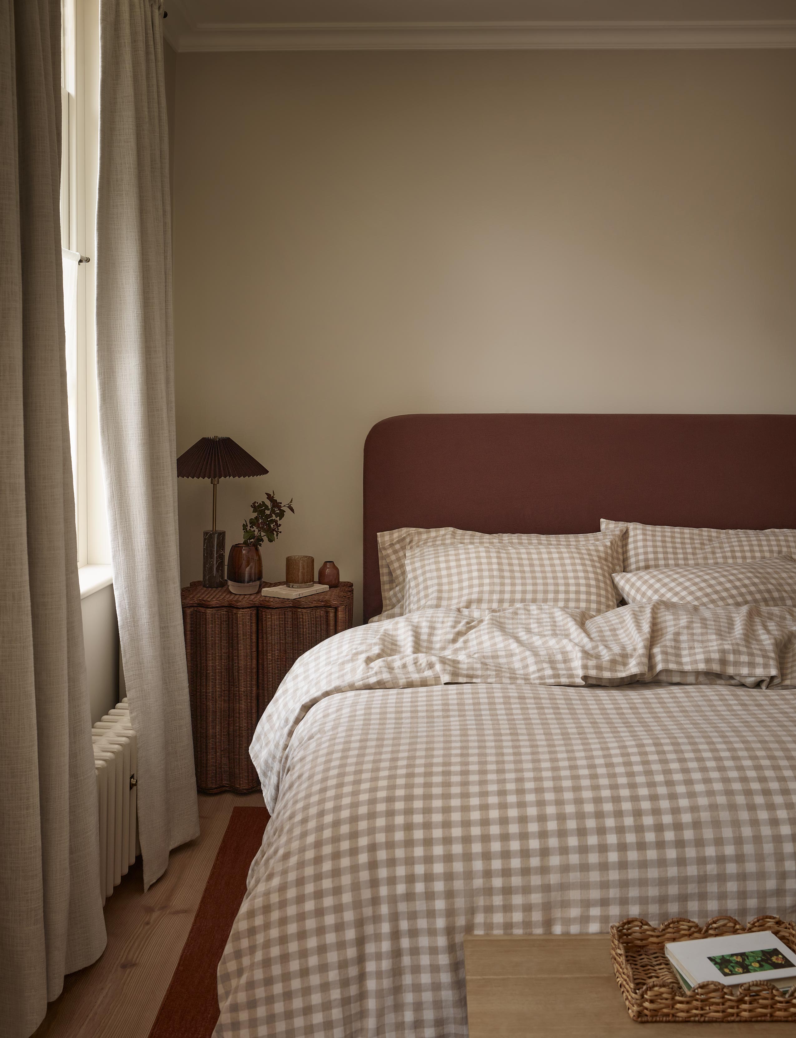 Oatmeal Gingham Linen Blend Duvet Cover - Image 2