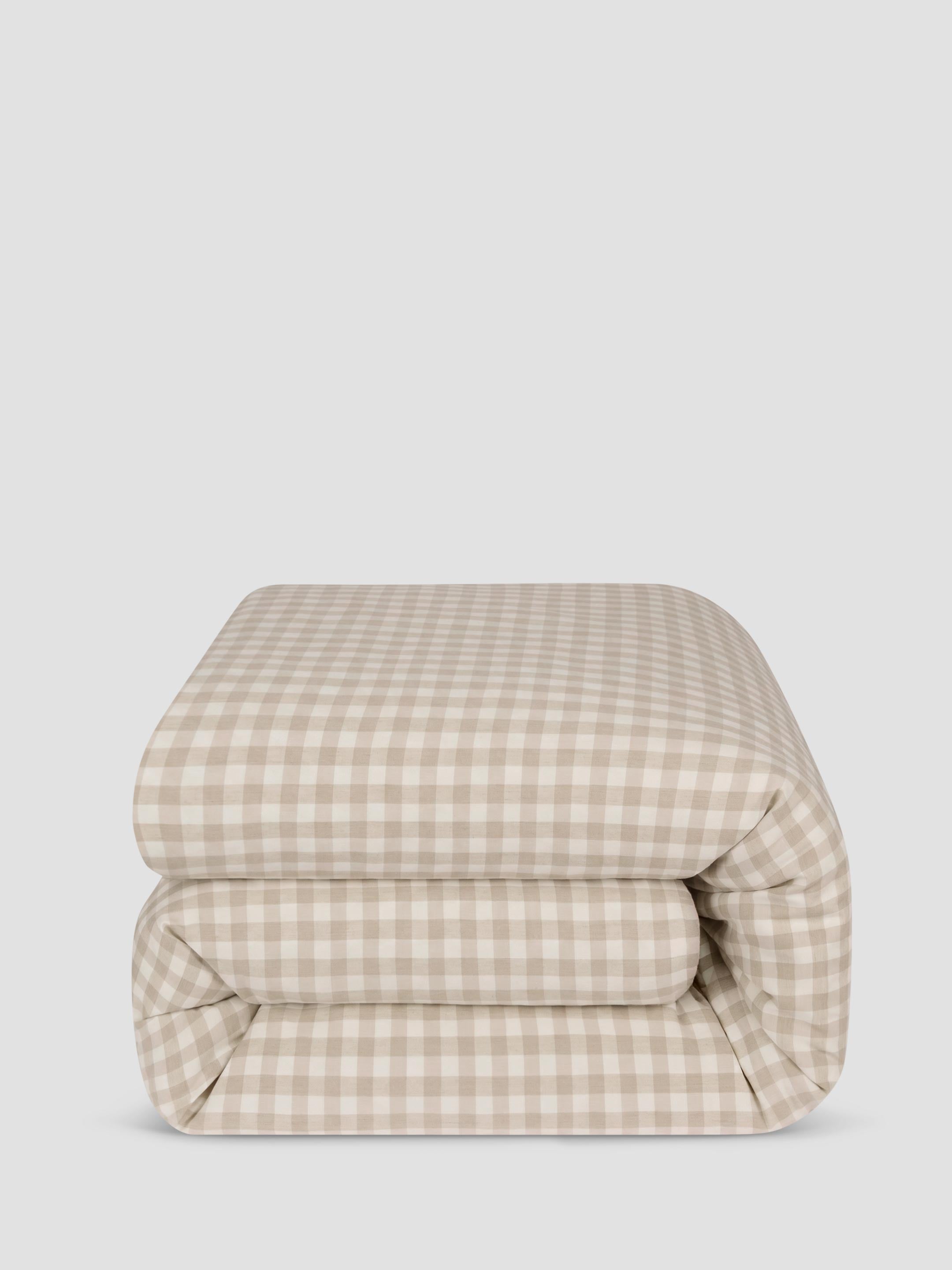 Oatmeal Gingham Linen Blend Duvet Cover - Image 3