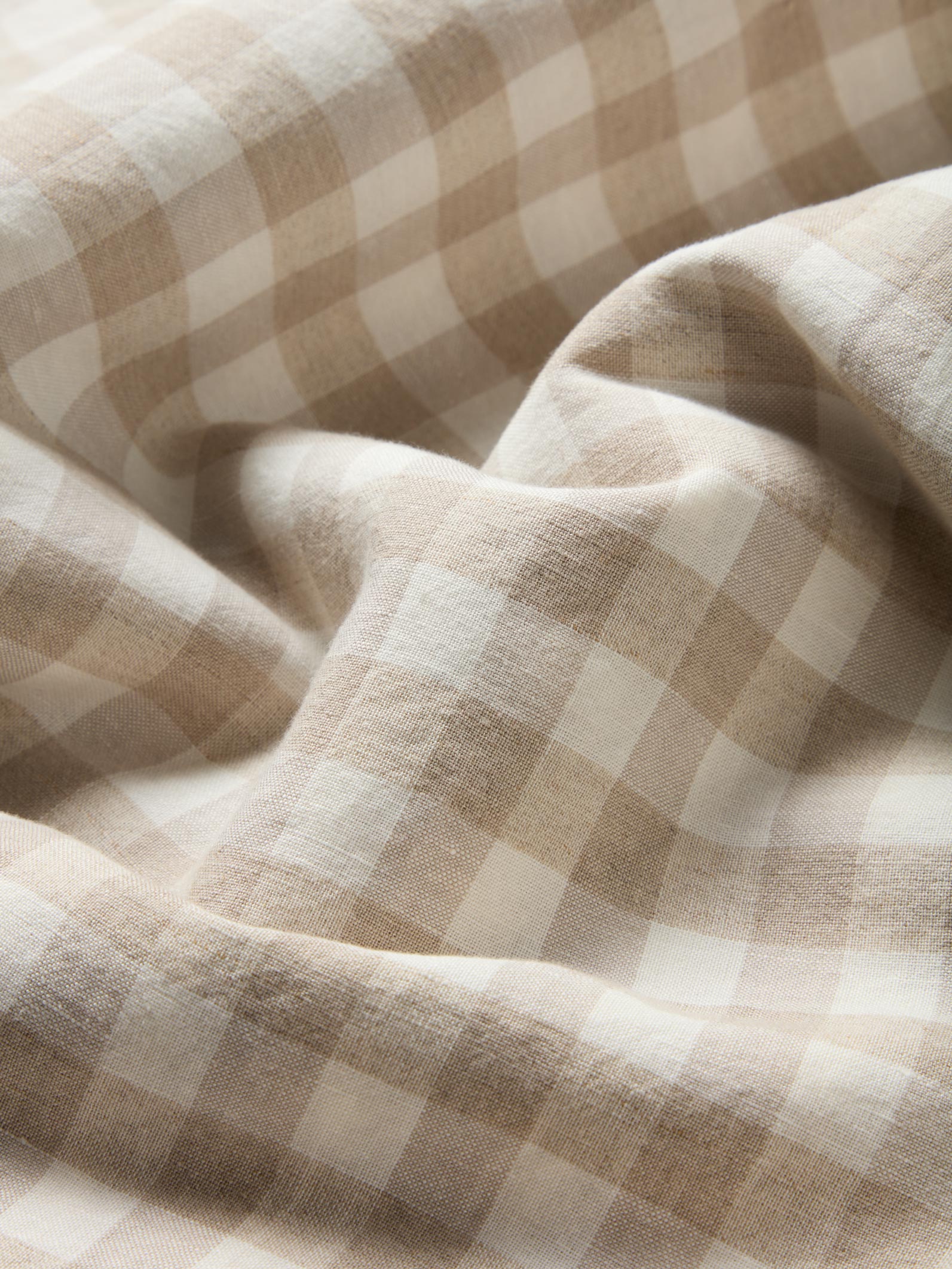 Oatmeal Gingham Linen Blend Duvet Cover - Image 4
