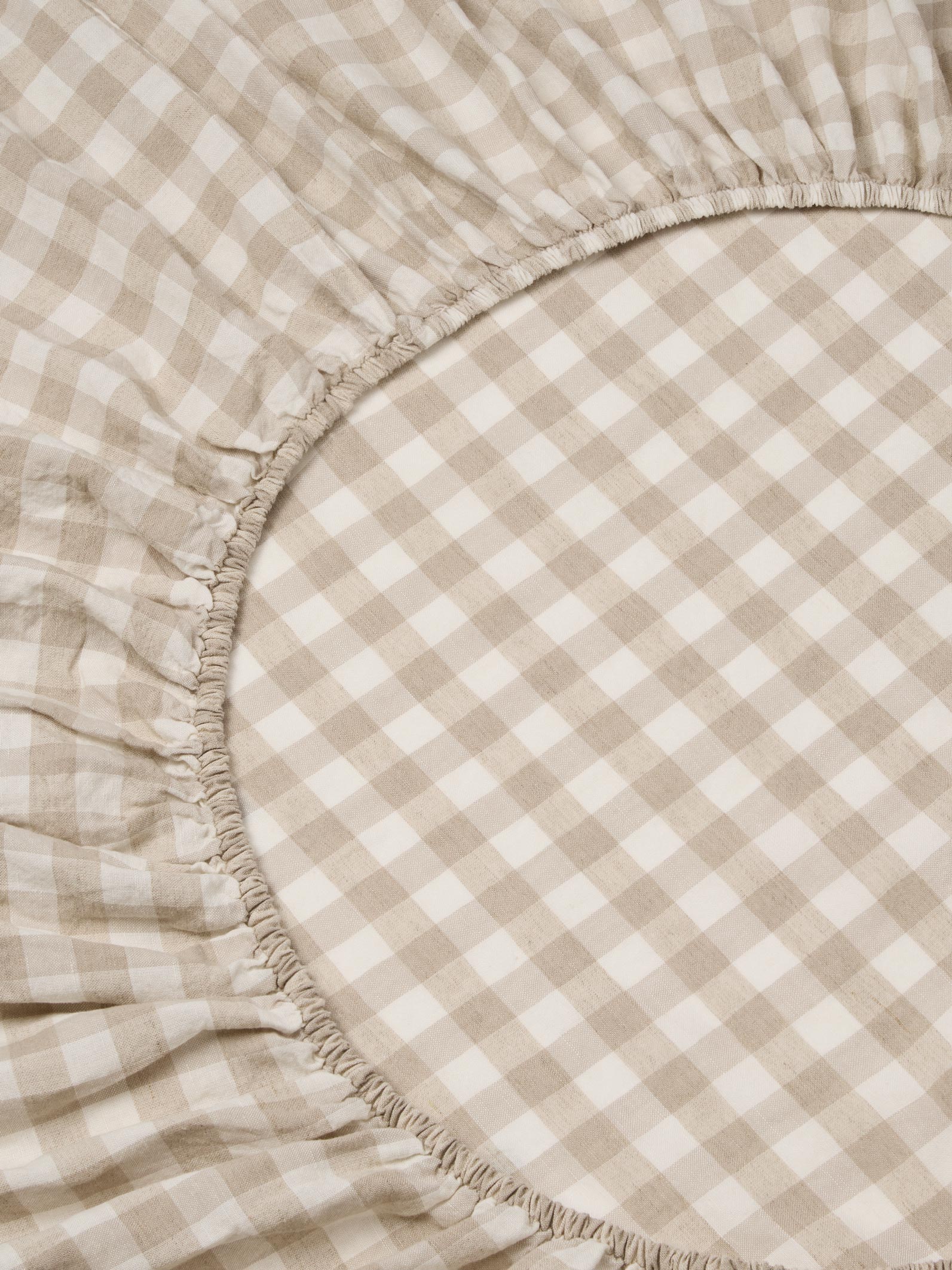 Oatmeal Gingham Linen Blend Fitted Sheet - Image 2