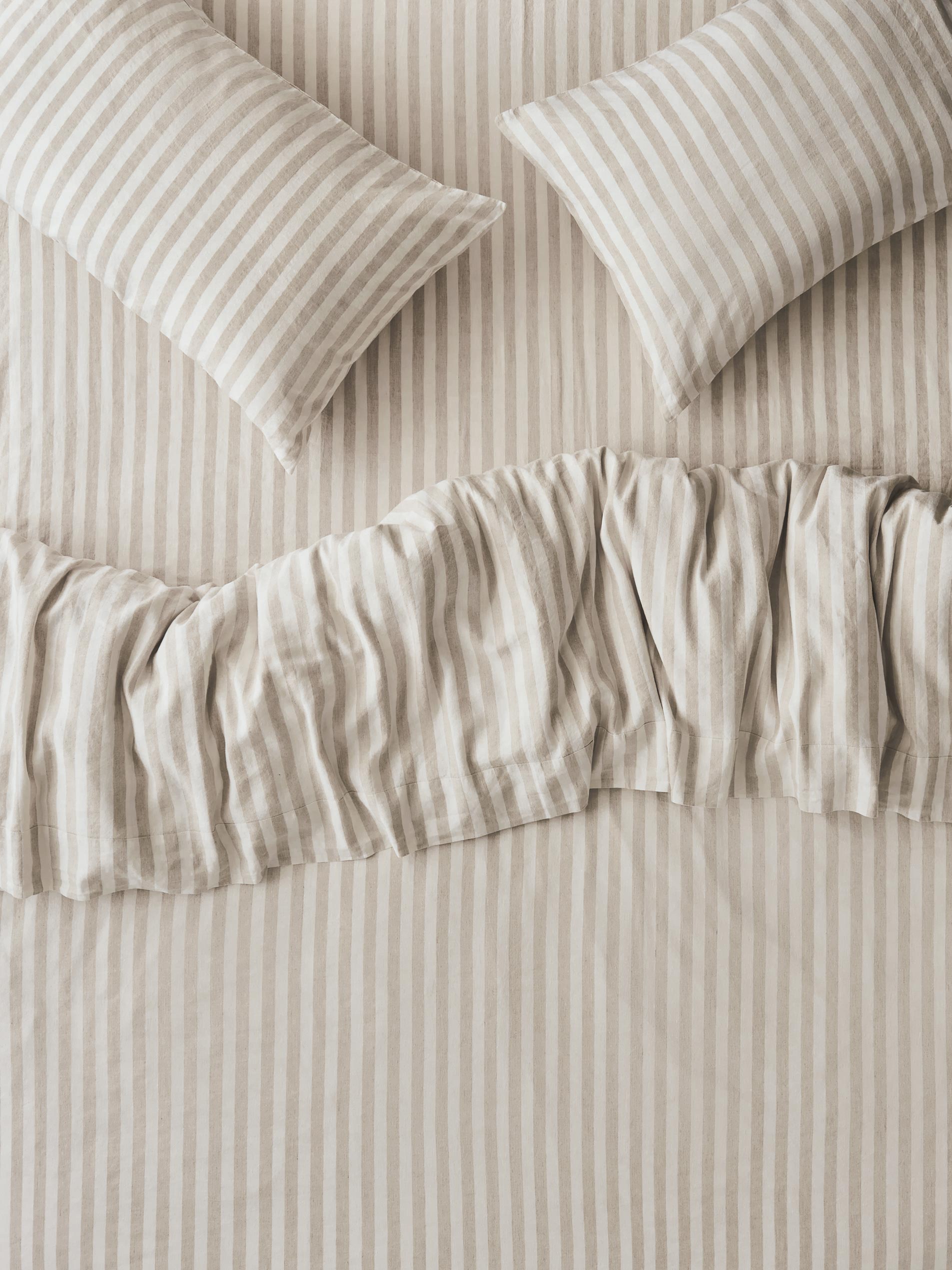 Oatmeal Striped Linen Blend Duvet Cover