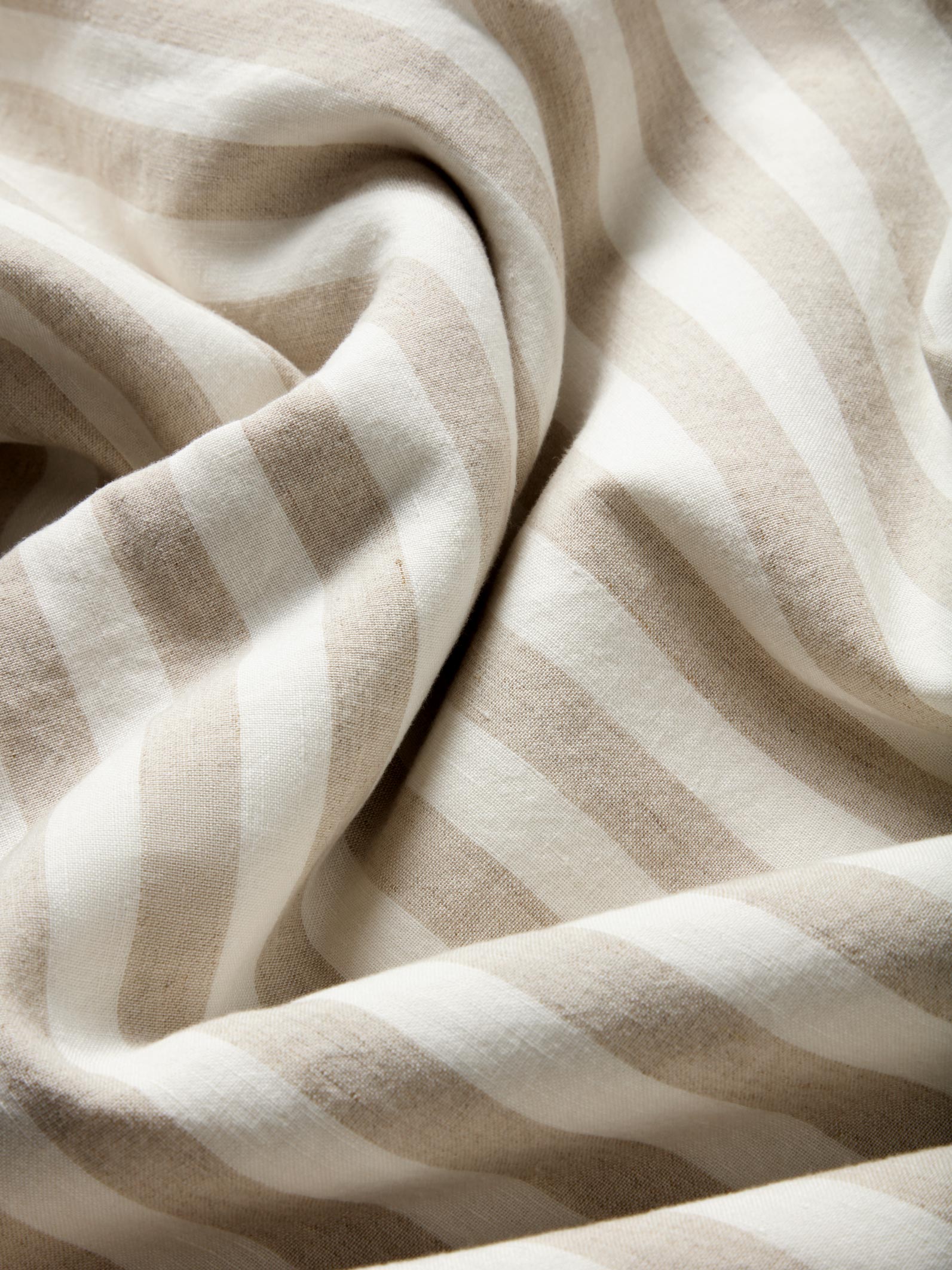 Oatmeal Striped Linen Blend Duvet Cover - Image 4