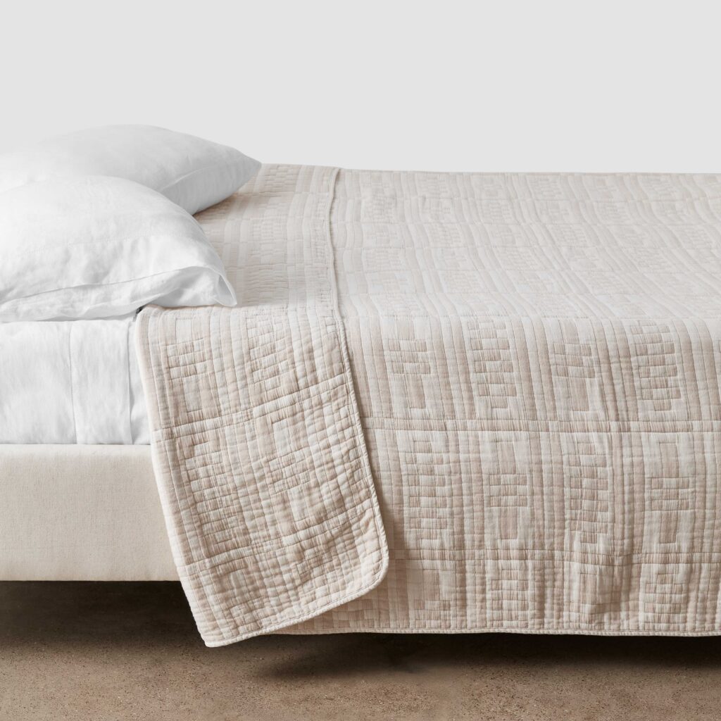 Cotton Bed Quilt in Oat