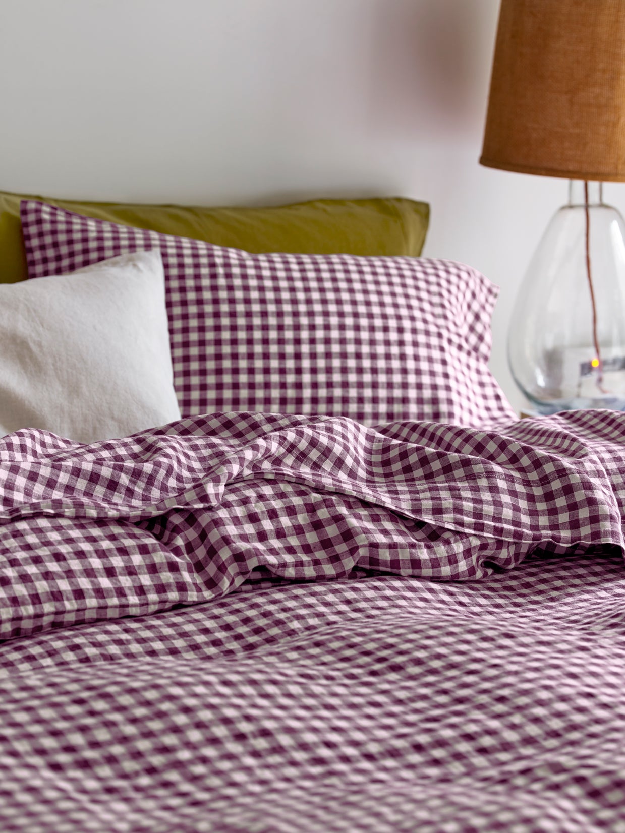 Gingham Linen Flat Sheet Collection