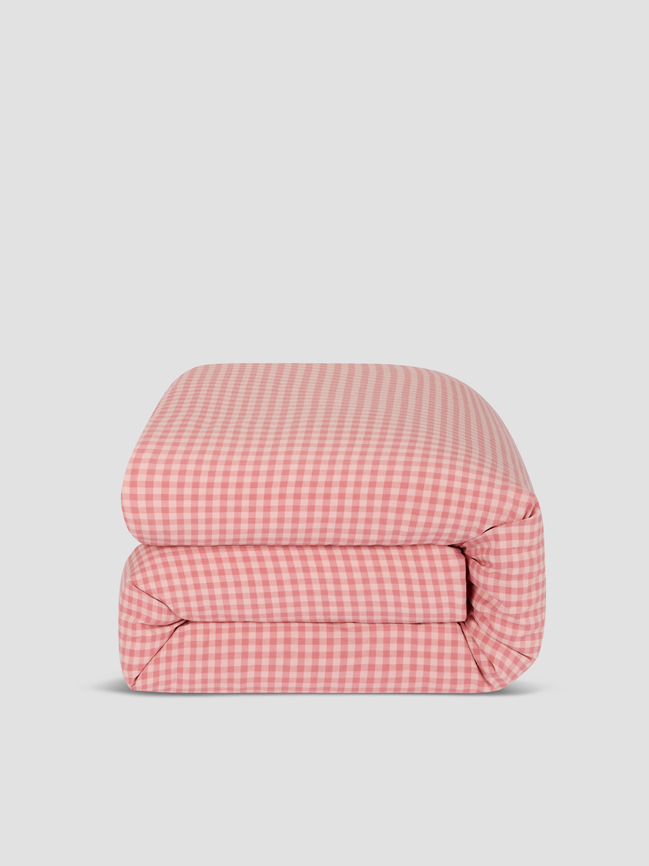 Dusty Pink Gingham Linen Blend Duvet Cover - Image 2