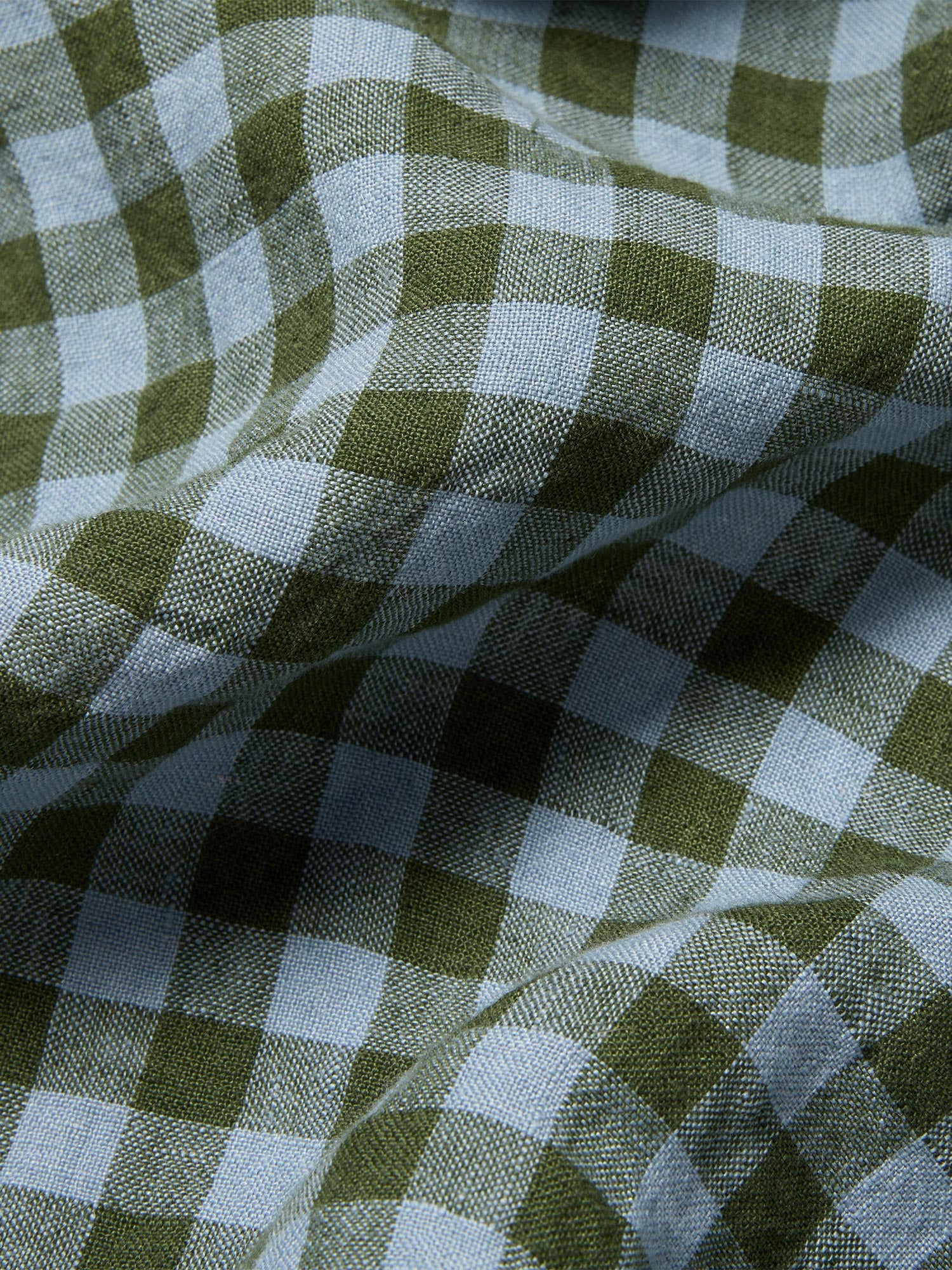Fern Green Gingham Linen Blend Duvet Cover - Image 4