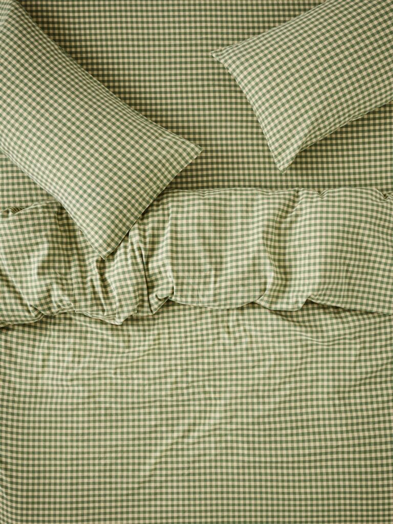 Butter Yellow Gingham Linen Blend Duvet Cover