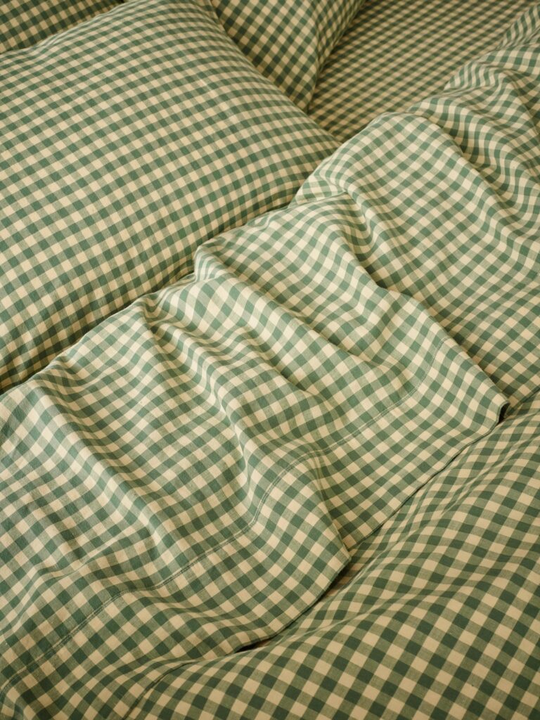 Butter Yellow Gingham Linen Blend Flat Sheet
