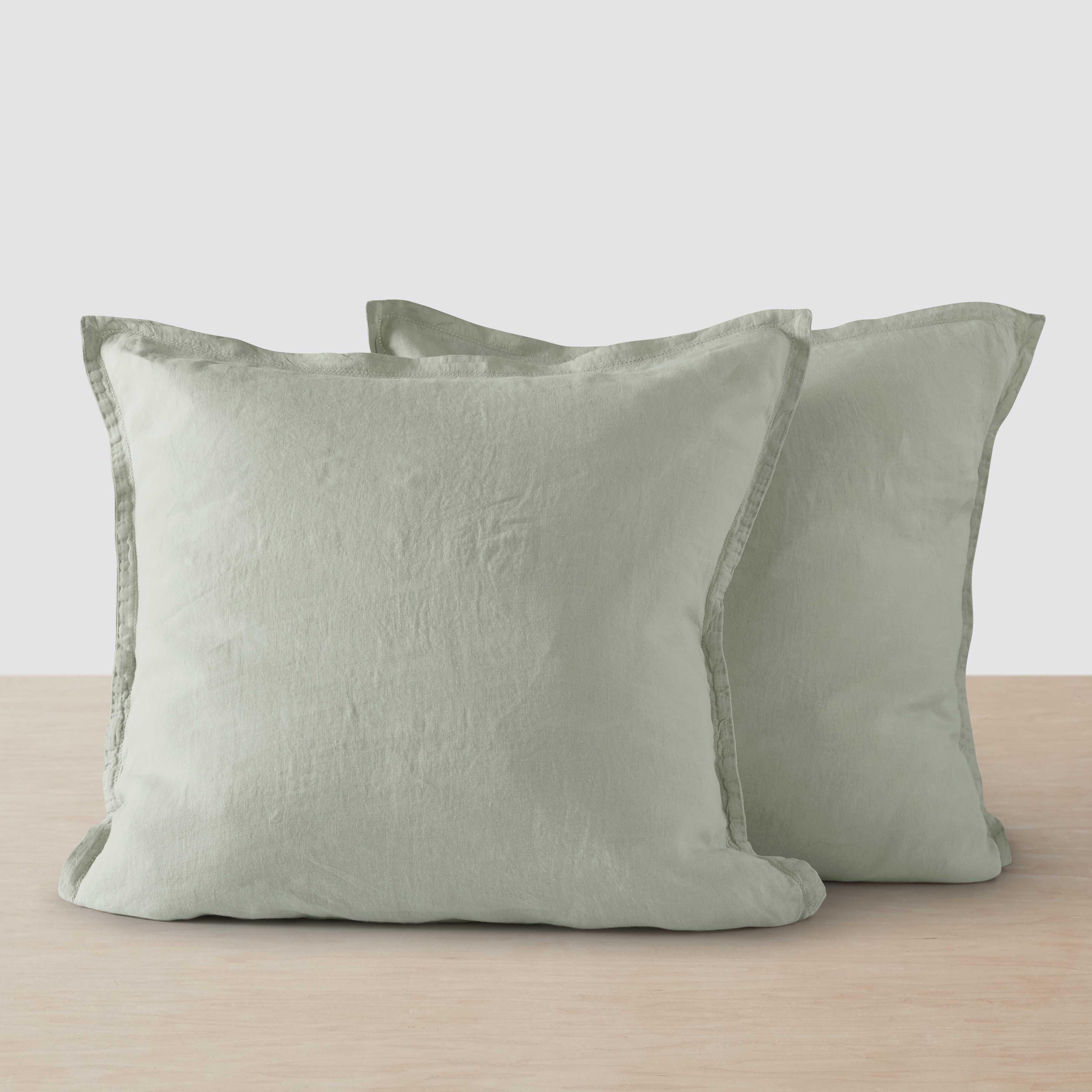Stonewashed Linen Euro Sham Set in Green - Image 83