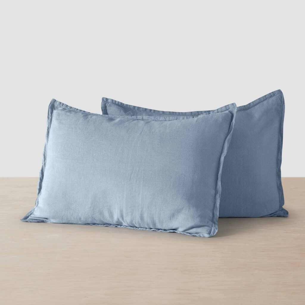 Stonewashed Linen Sham Set in Blue
