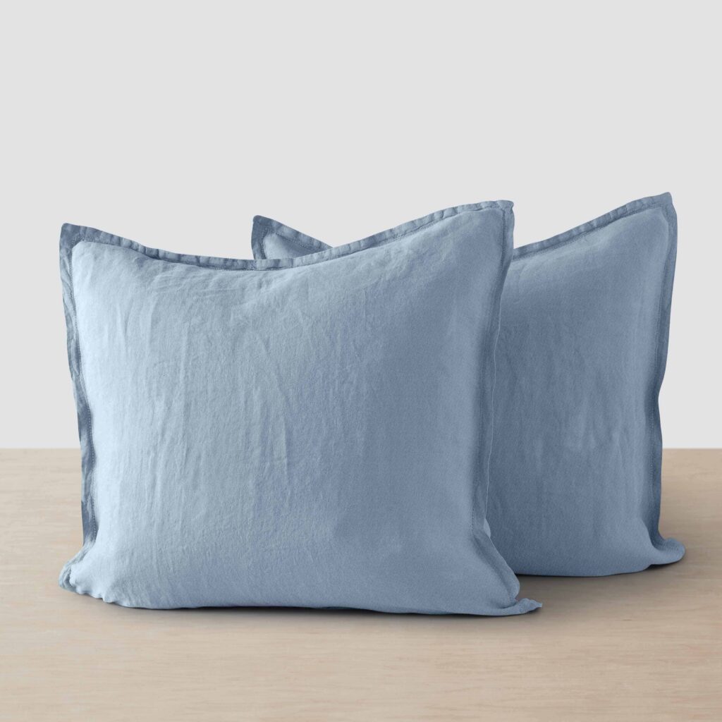 Stonewashed Linen Euro Sham Set in Green