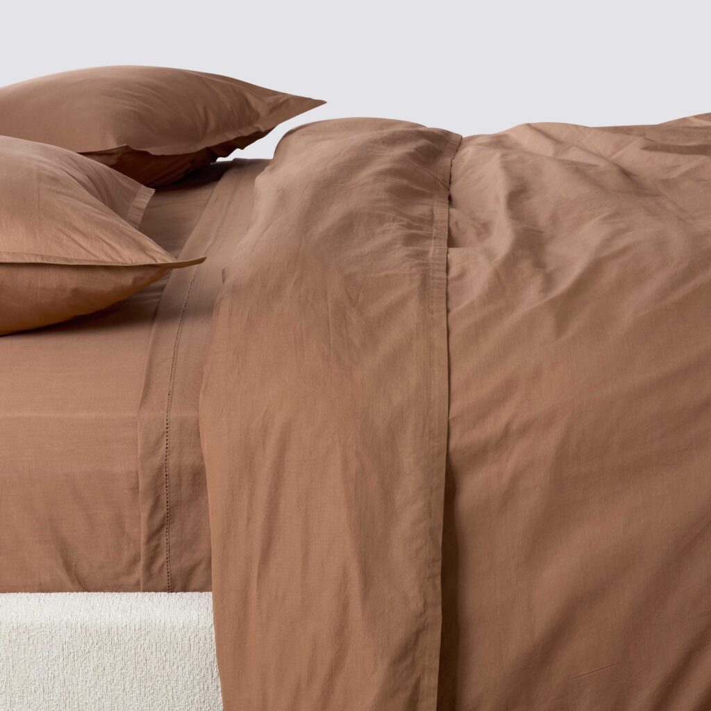 Organic Cotton Percale Duvet Cover in Terracotta
