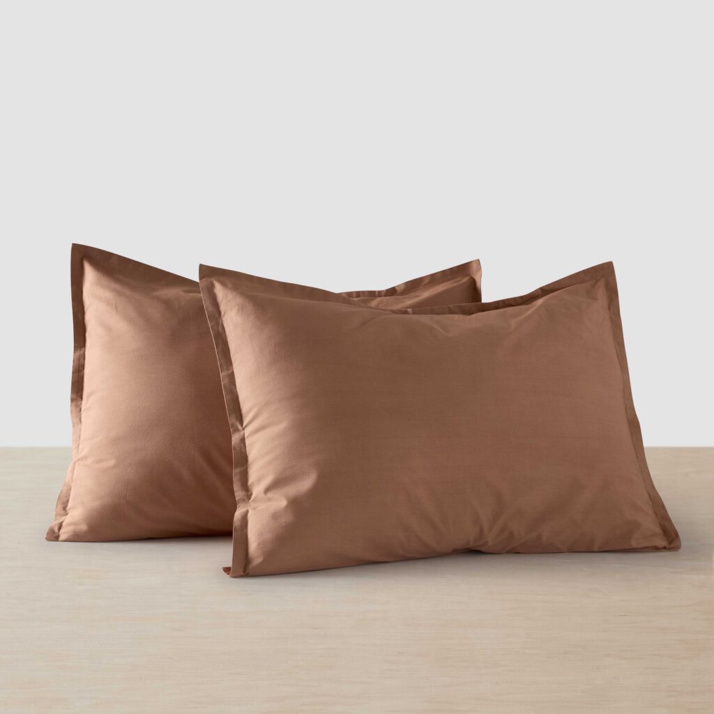 Organic Cotton Percale Sham Set in Terracotta