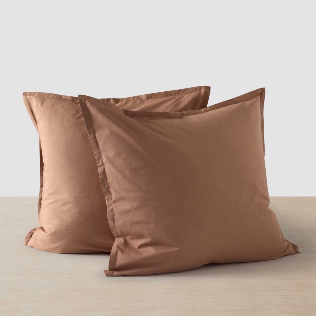Organic Cotton Percale Euro Sham Set in Terracotta