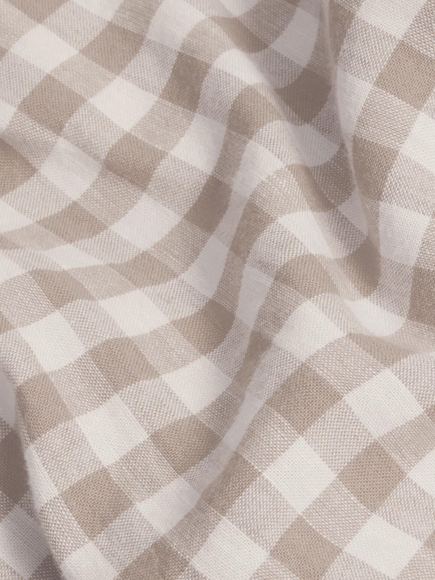 Mushroom Gingham Linen Flat Sheet - Image 3
