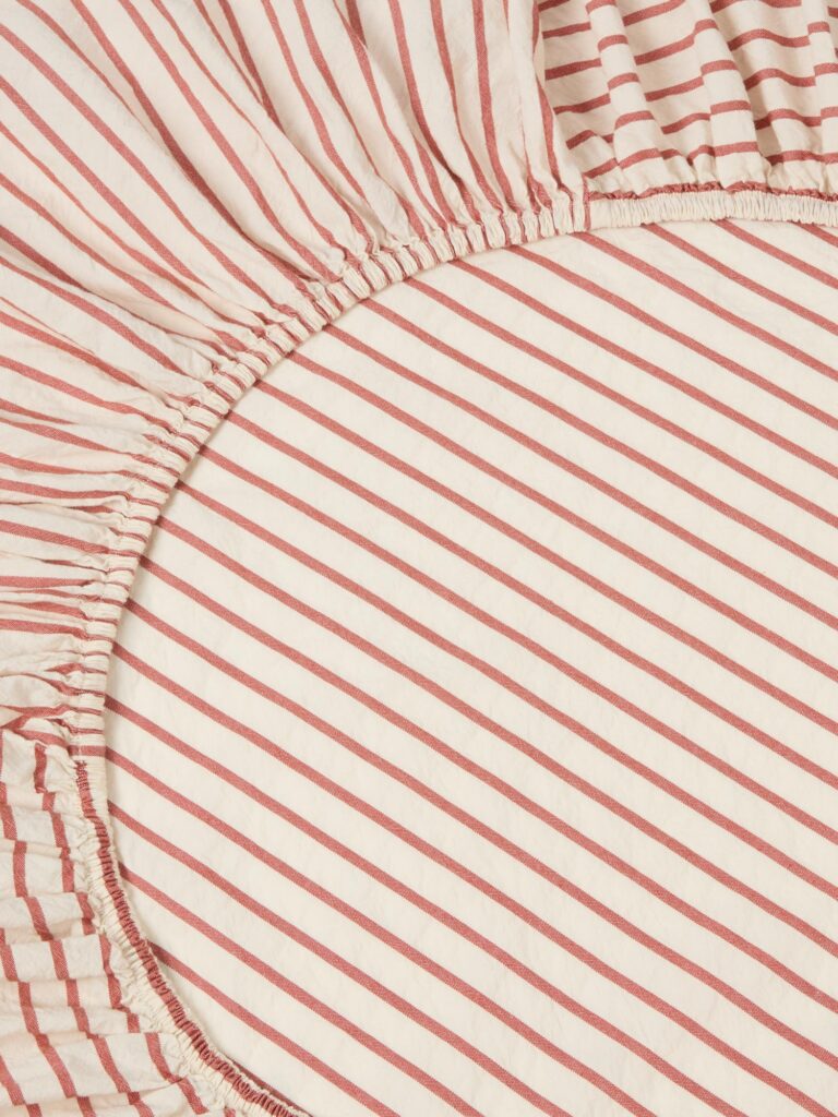 Red Striped Cotton Fitted Sheet