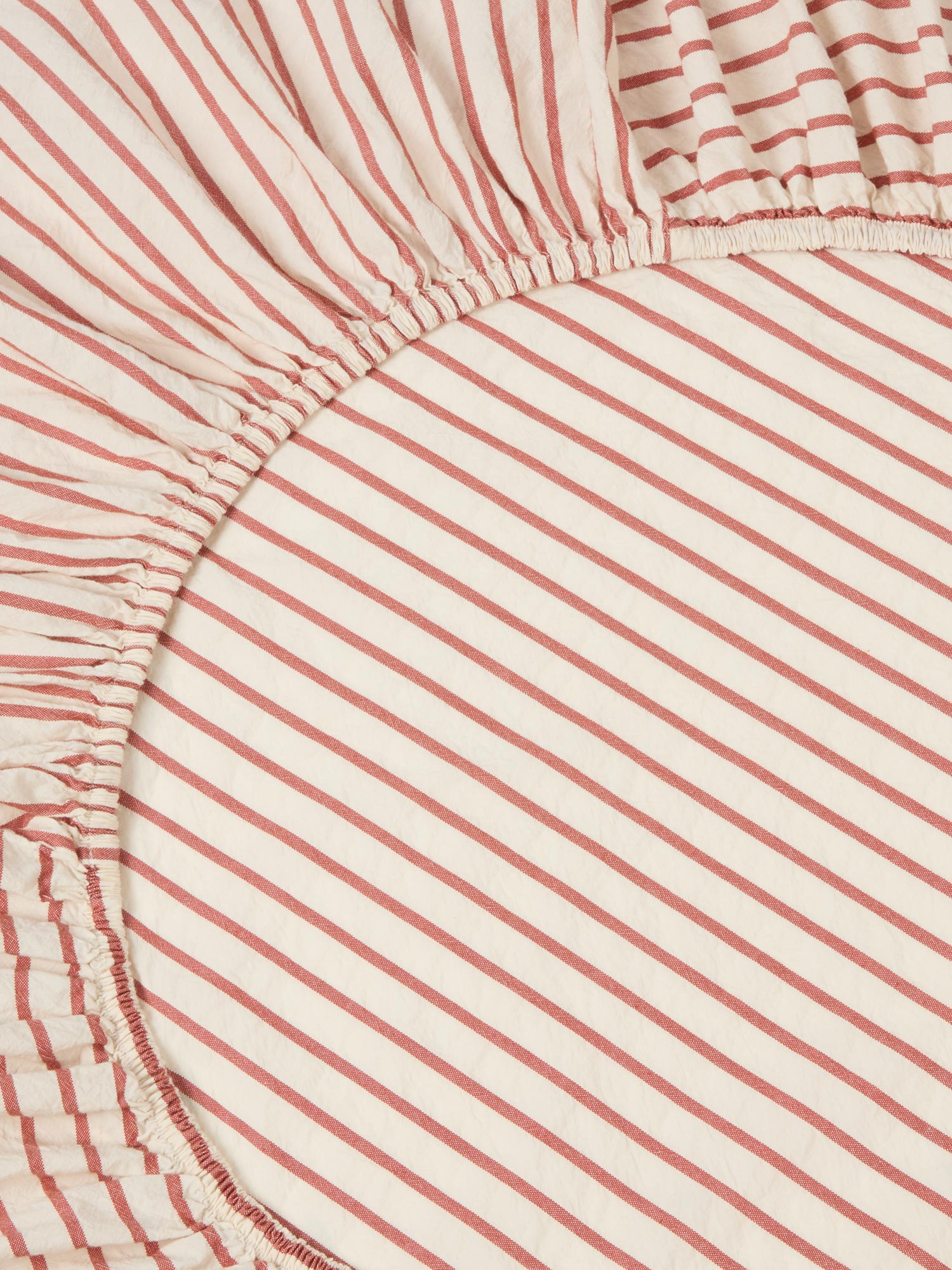 Red Striped Cotton Fitted Sheet