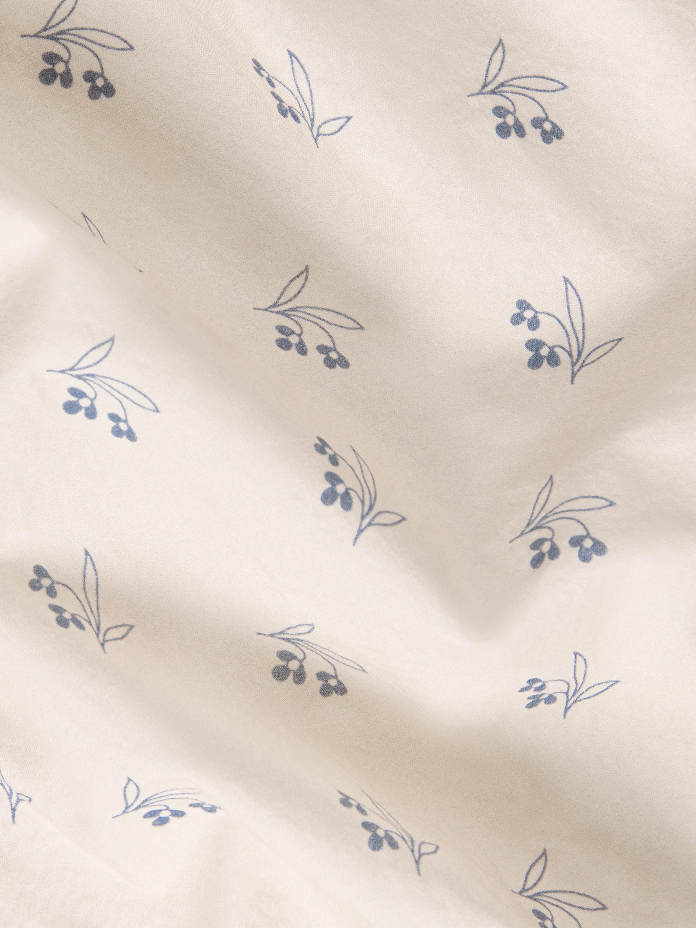 Blue Floral Cotton Flat Sheet Style 2 - Image 3