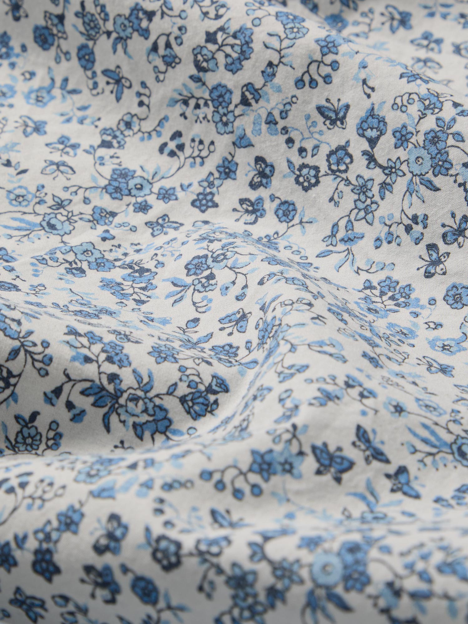 Blue Floral Cotton Flat Sheet - Image 3