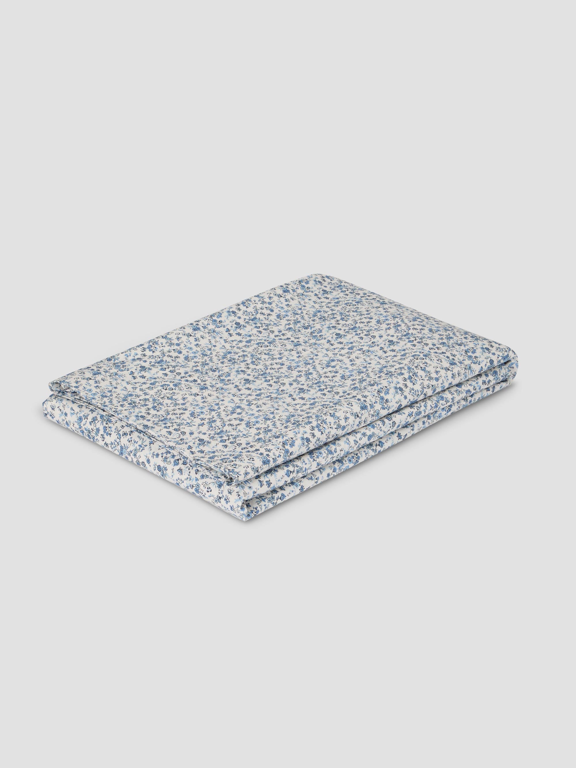 Blue Floral Cotton Flat Sheet - Image 2