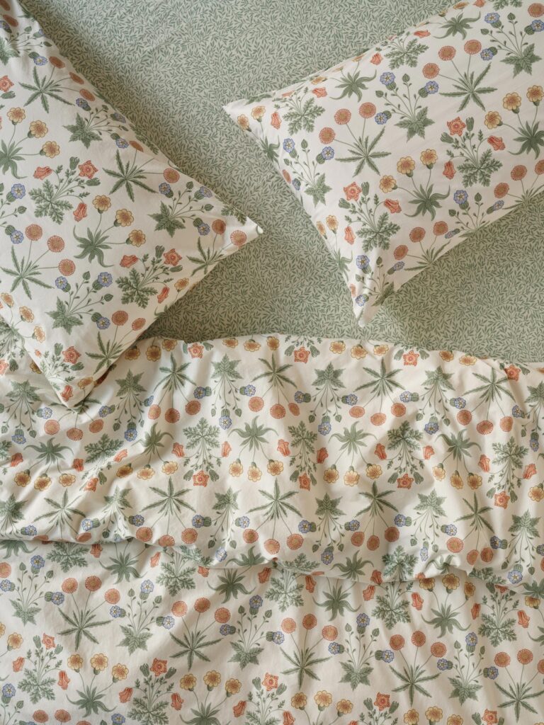 Cream Floral Cotton Duvet Cover