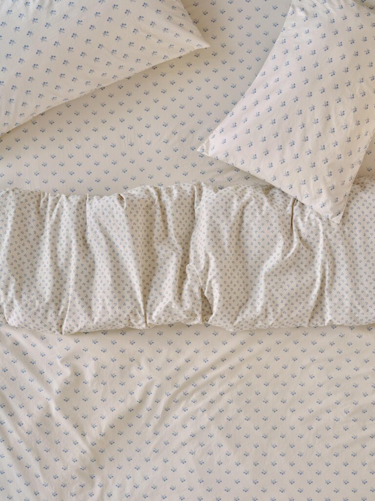 Blue Floral Cotton Duvet Cover Style 2