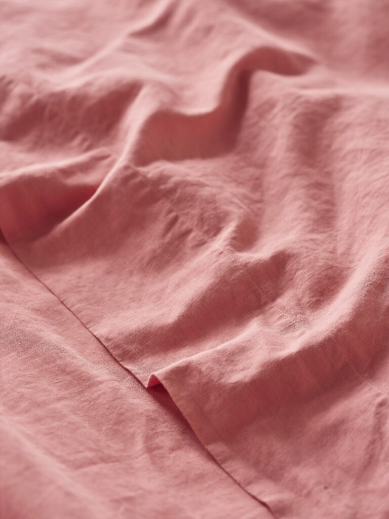 Dusty Pink Plain Linen Blend Flat Sheet