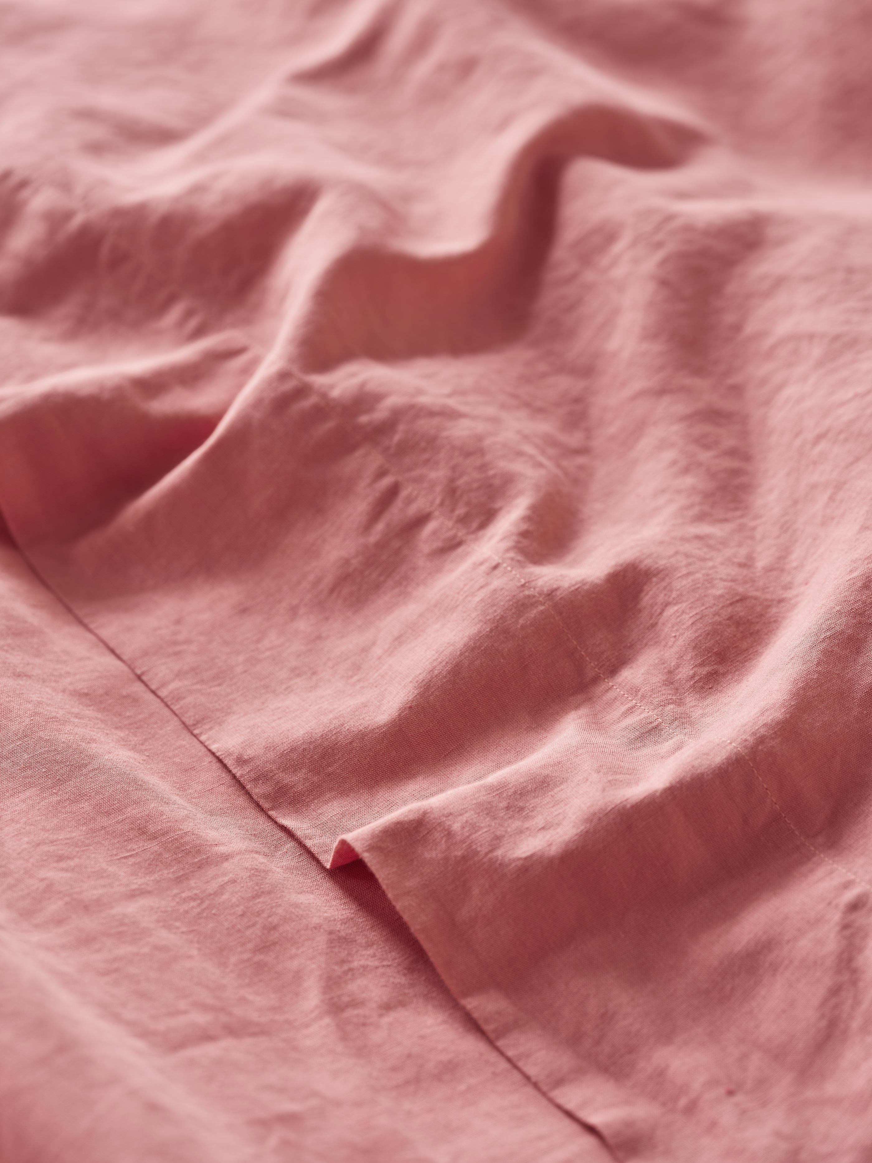 Dusty Pink Plain Linen Blend Flat Sheet