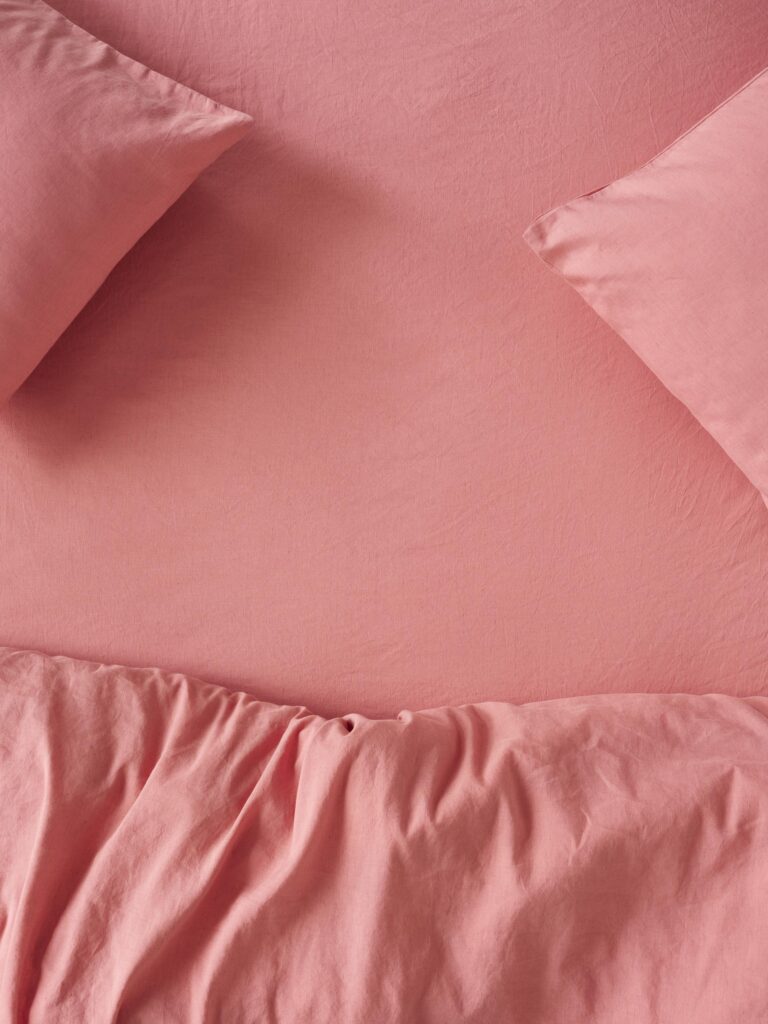 Dusty Pink Plain Linen Blend Fitted Sheet