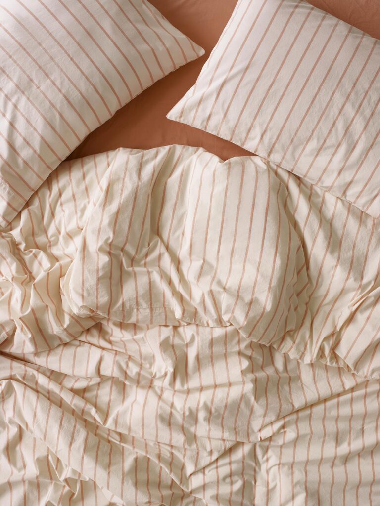 Pink Striped Cotton Duvet Cover