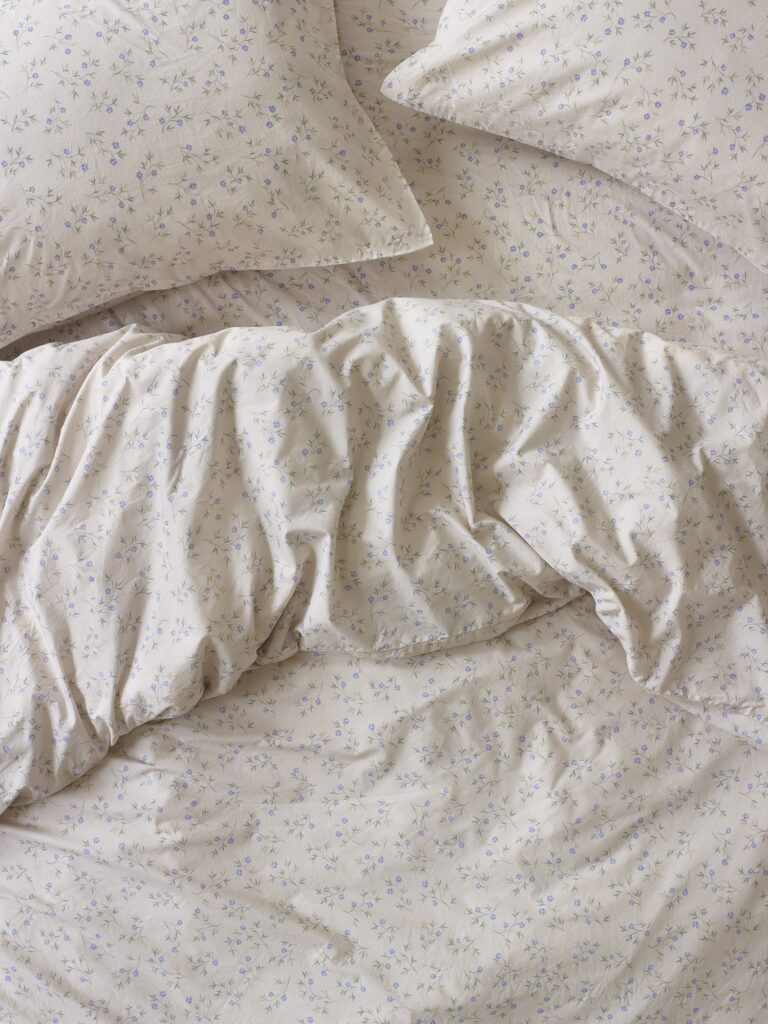 Cream Floral Cotton Duvet Cover Style 2