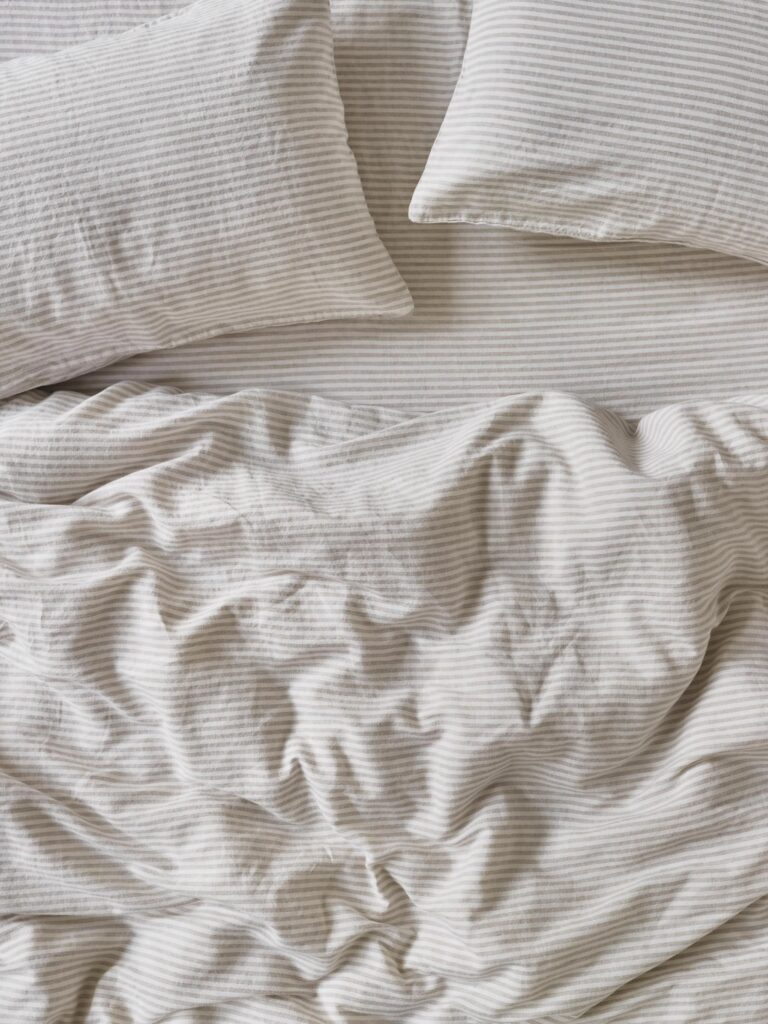 Oatmeal Striped Linen Blend Duvet Cover Style 2