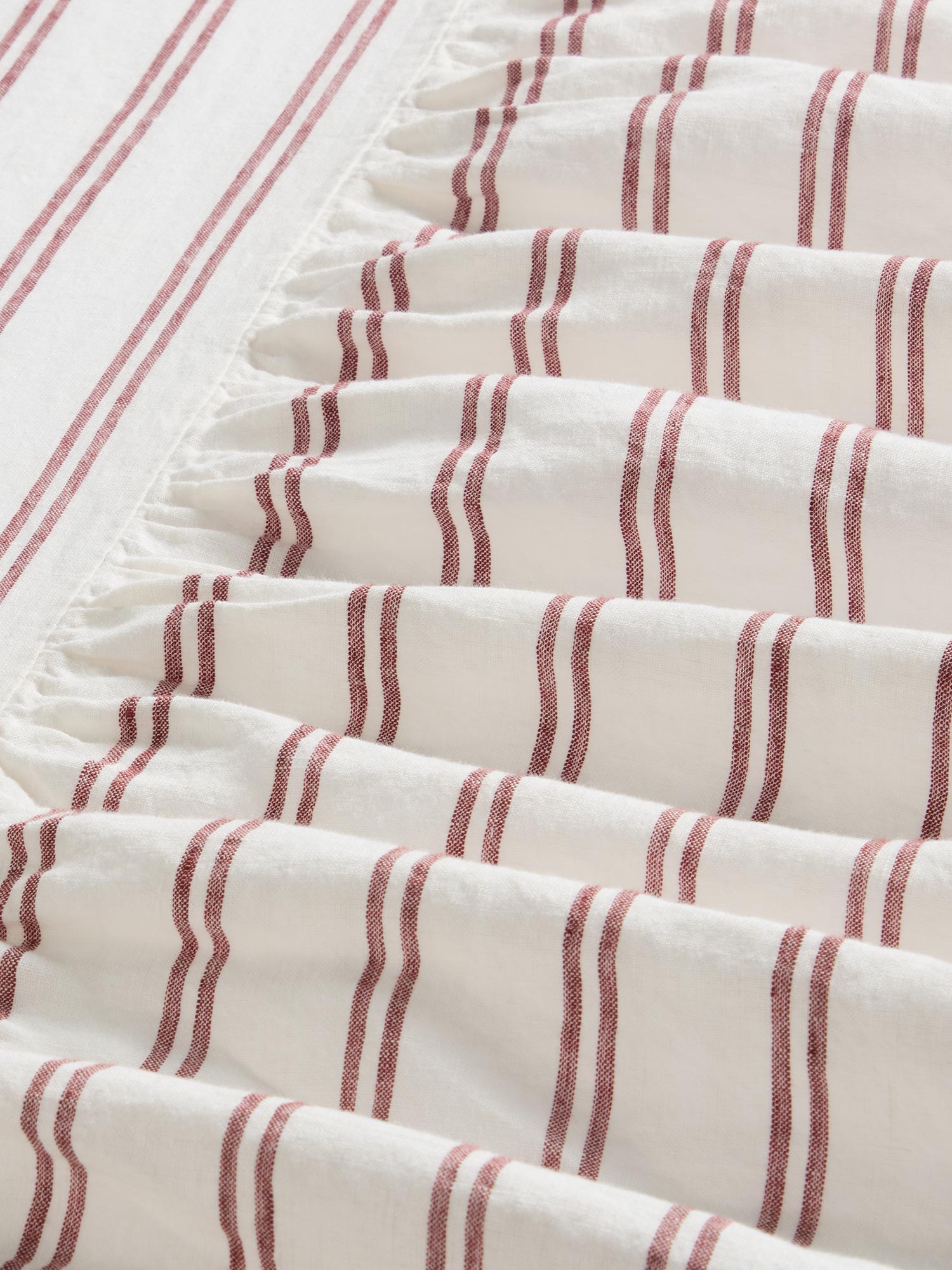 Rhubarb Striped Linen Blend Bed Valance Style 2 - Image 3
