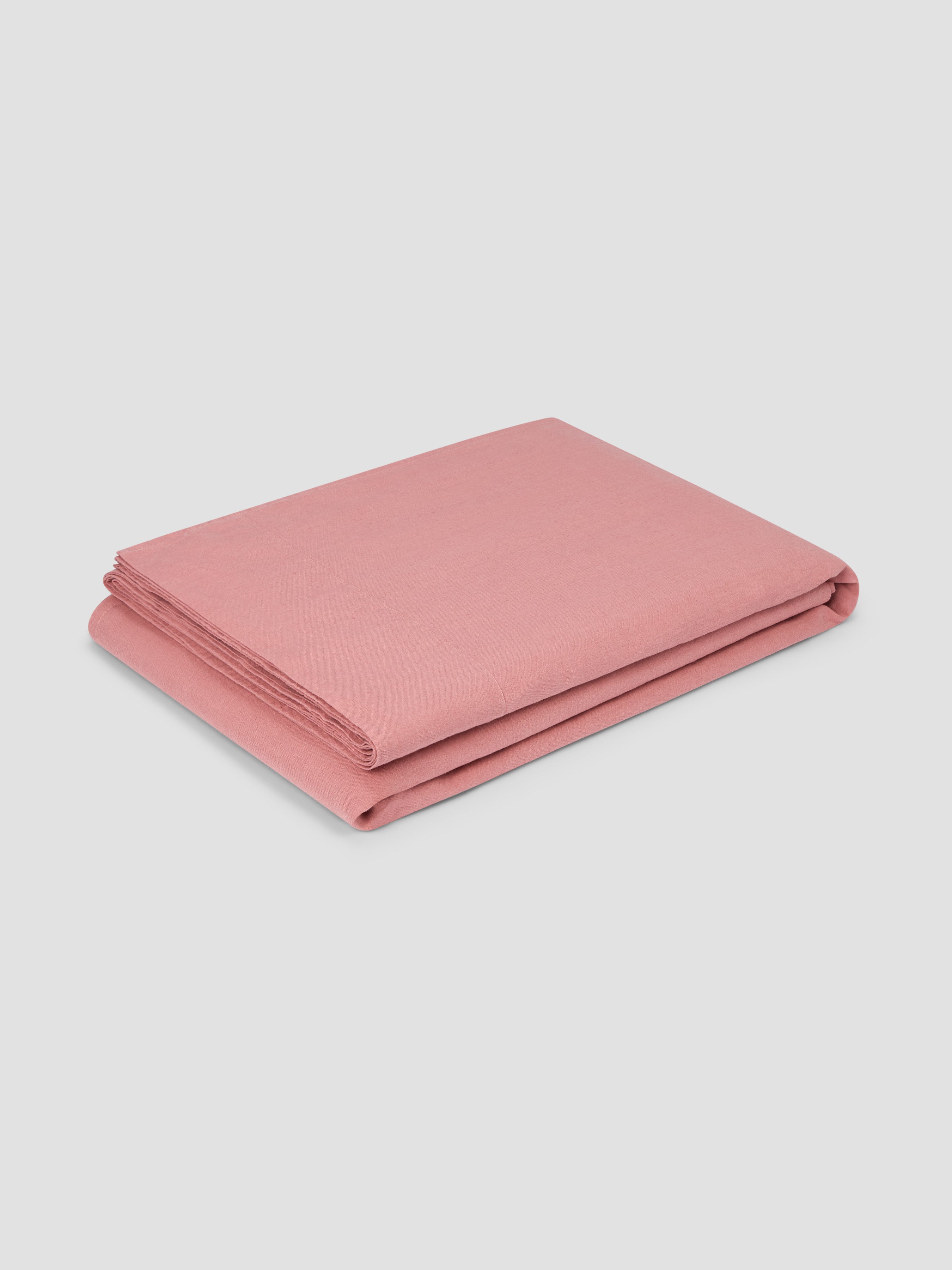 Dusty Pink Plain Linen Blend Flat Sheet - Image 2