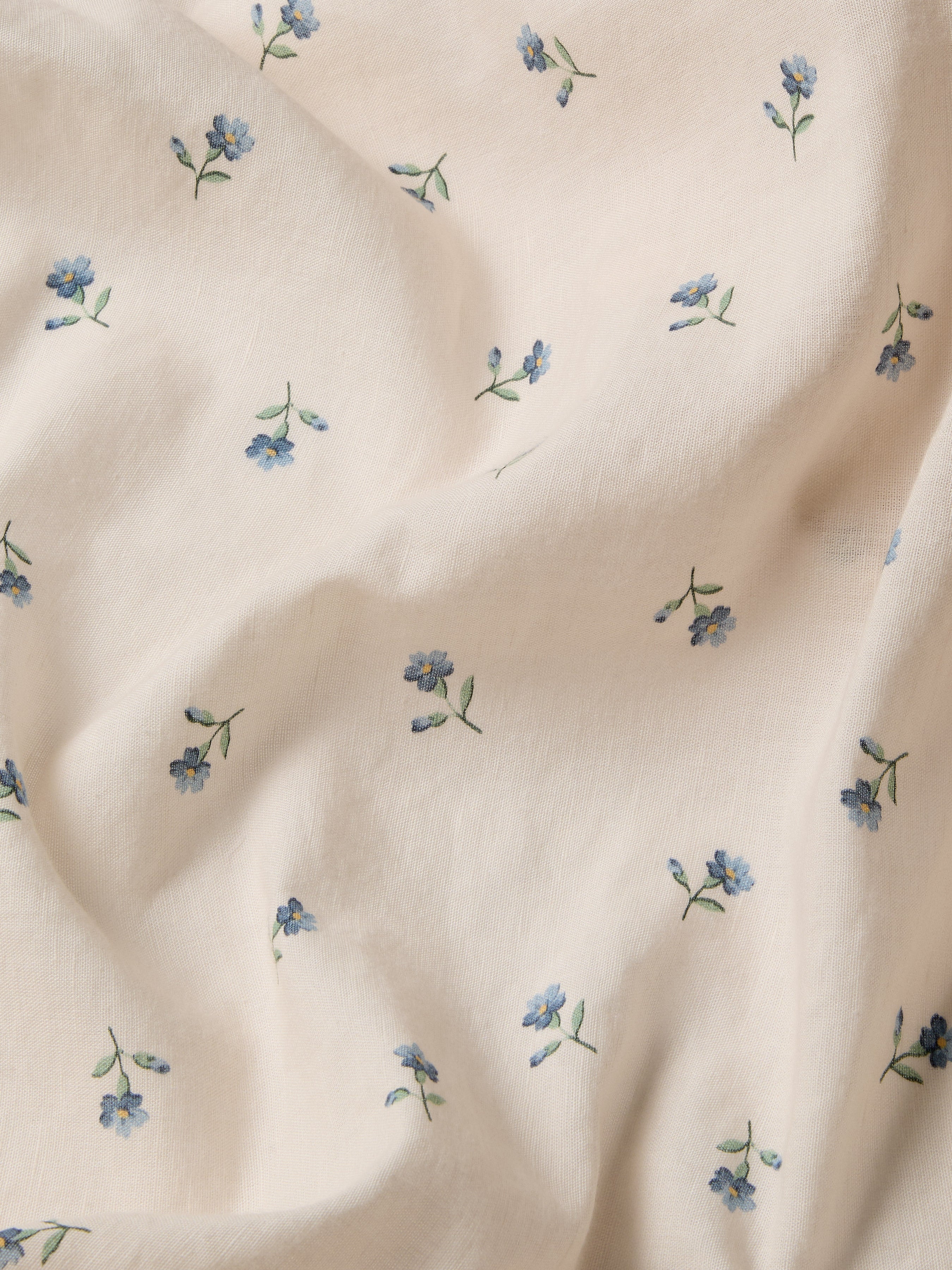 Dusk Blue Floral Linen Blend Fitted Sheet - Image 3