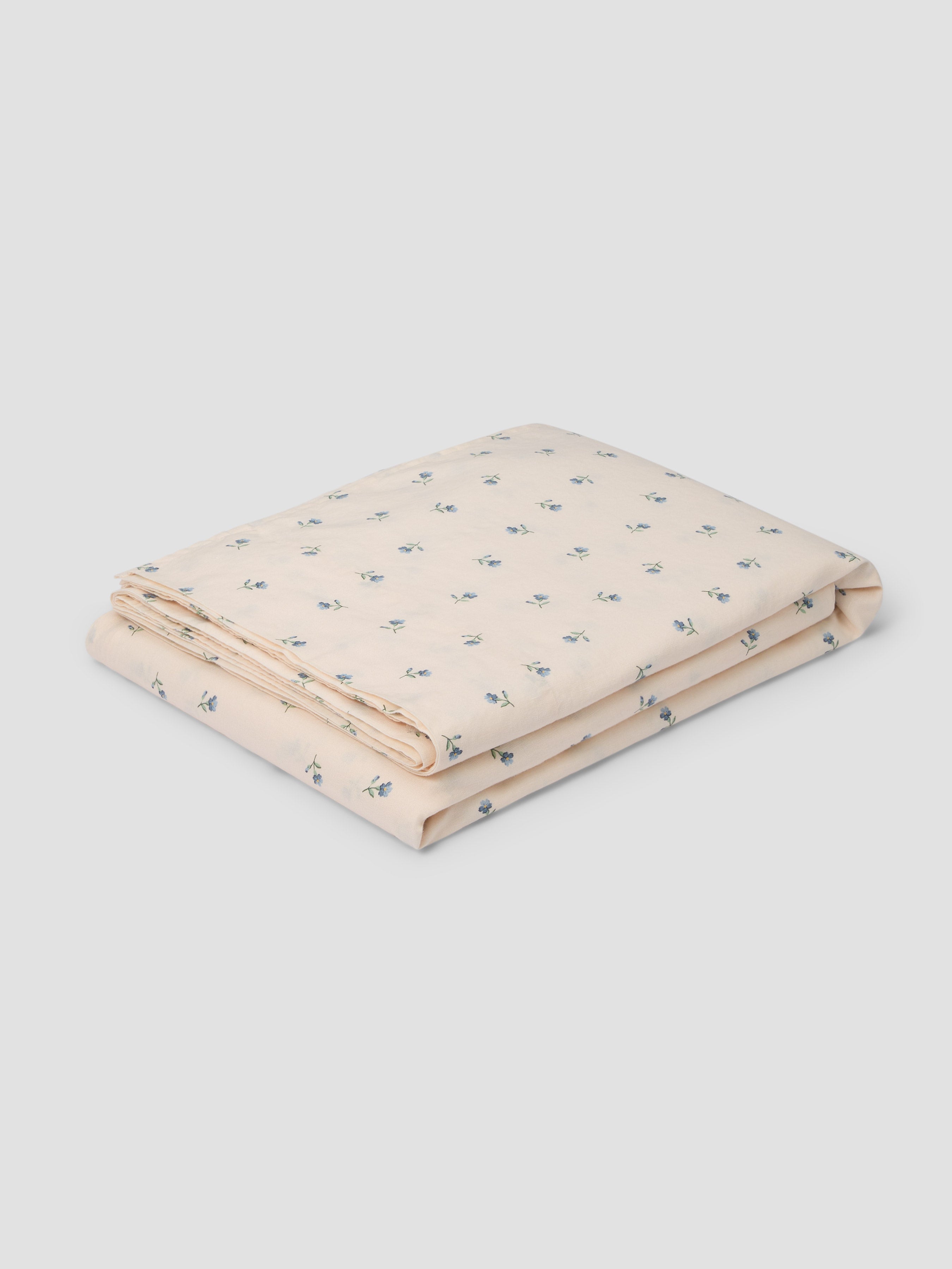 Dusk Blue Floral Linen Blend Flat Sheet - Image 2
