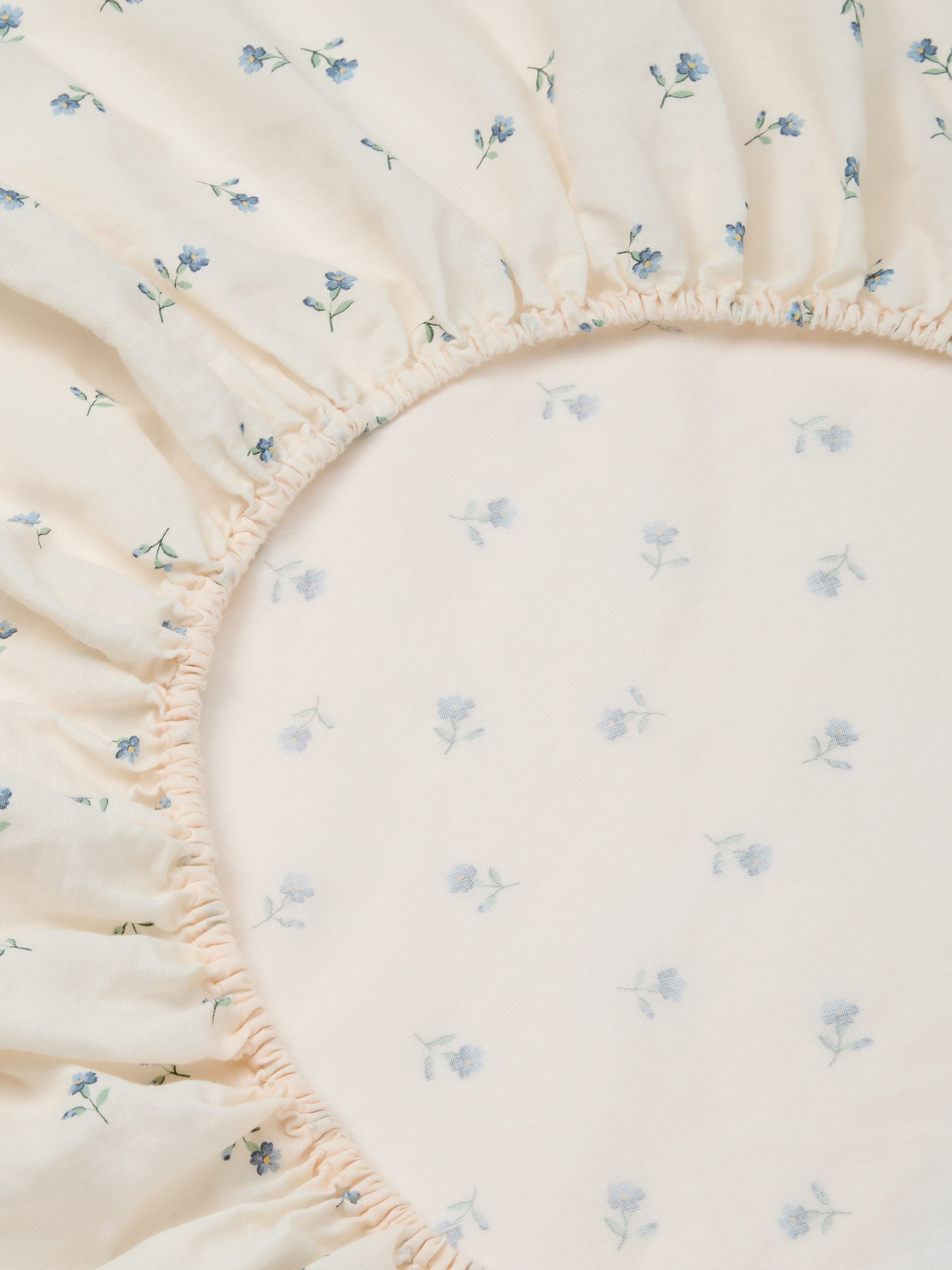 Dusk Blue Floral Linen Blend Fitted Sheet - Image 2