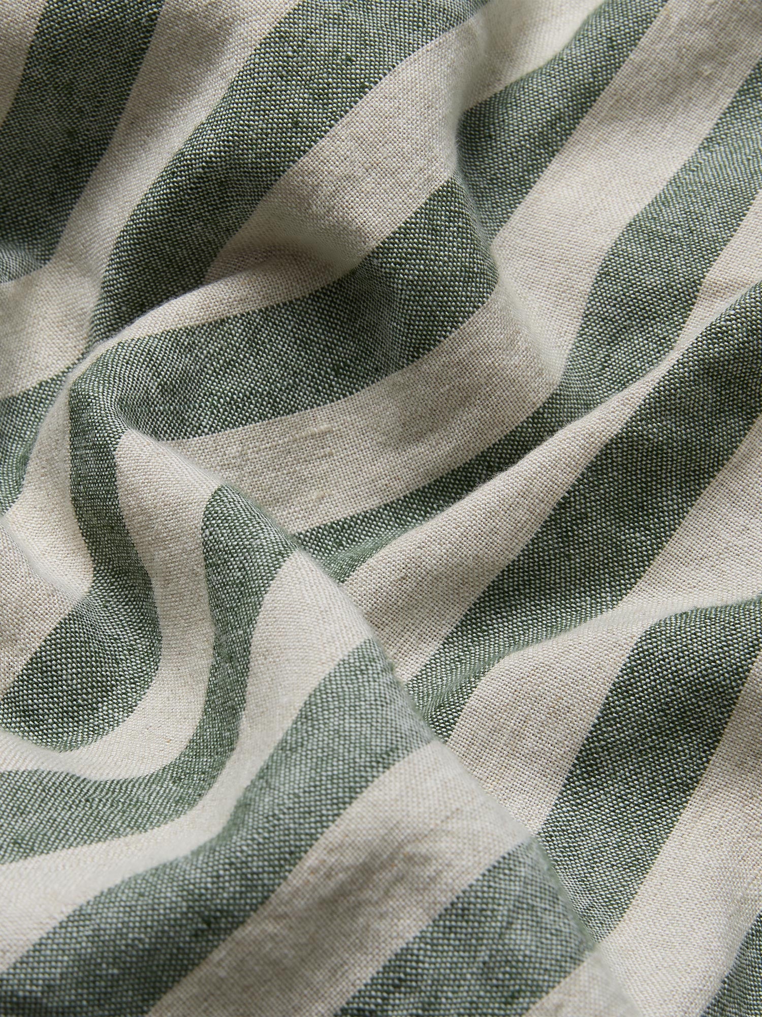 Fern Green Striped Linen Blend Flat Sheet - Image 2