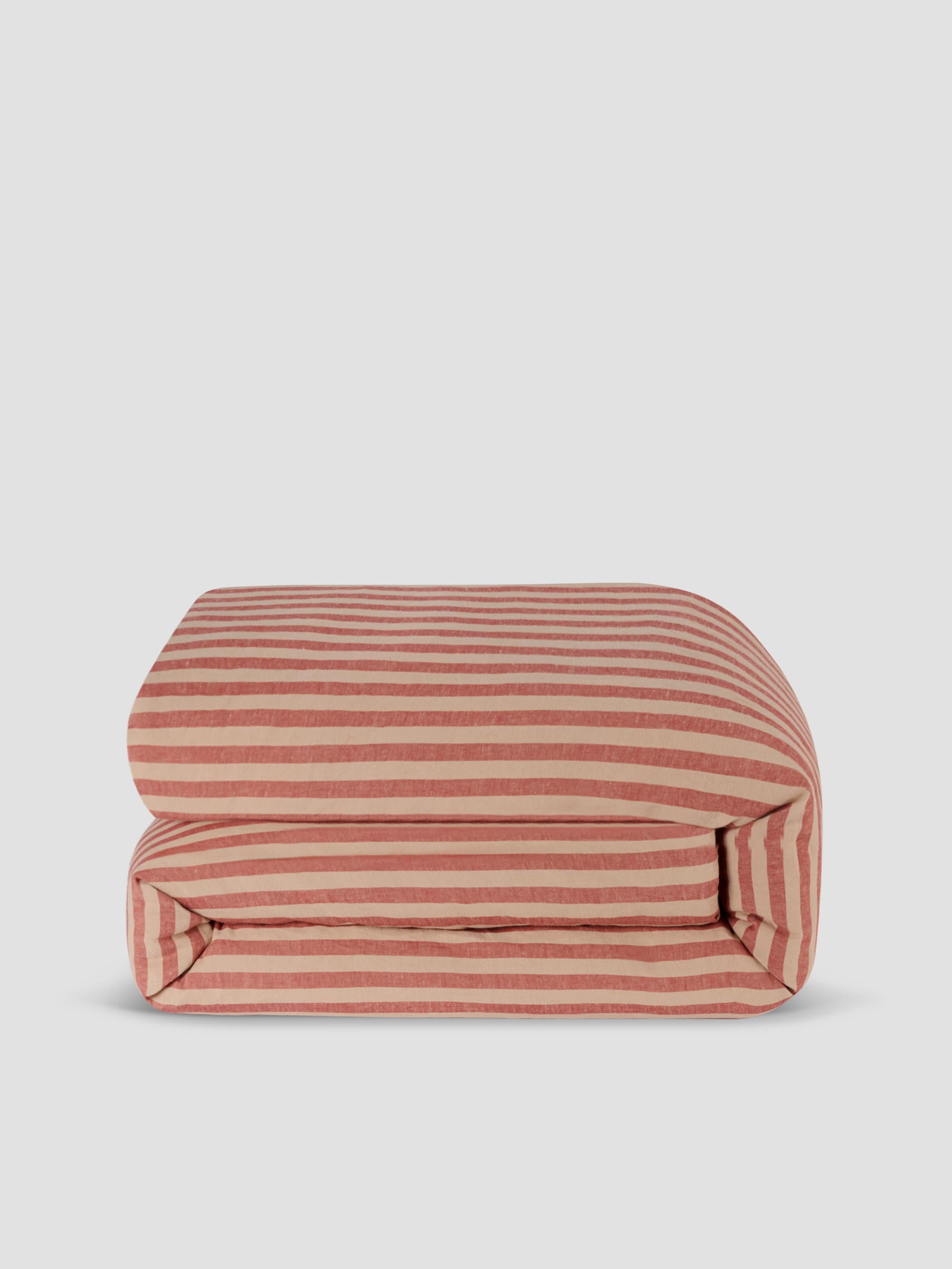 Sandstone Red Striped Linen Duvet Cover - Image 3