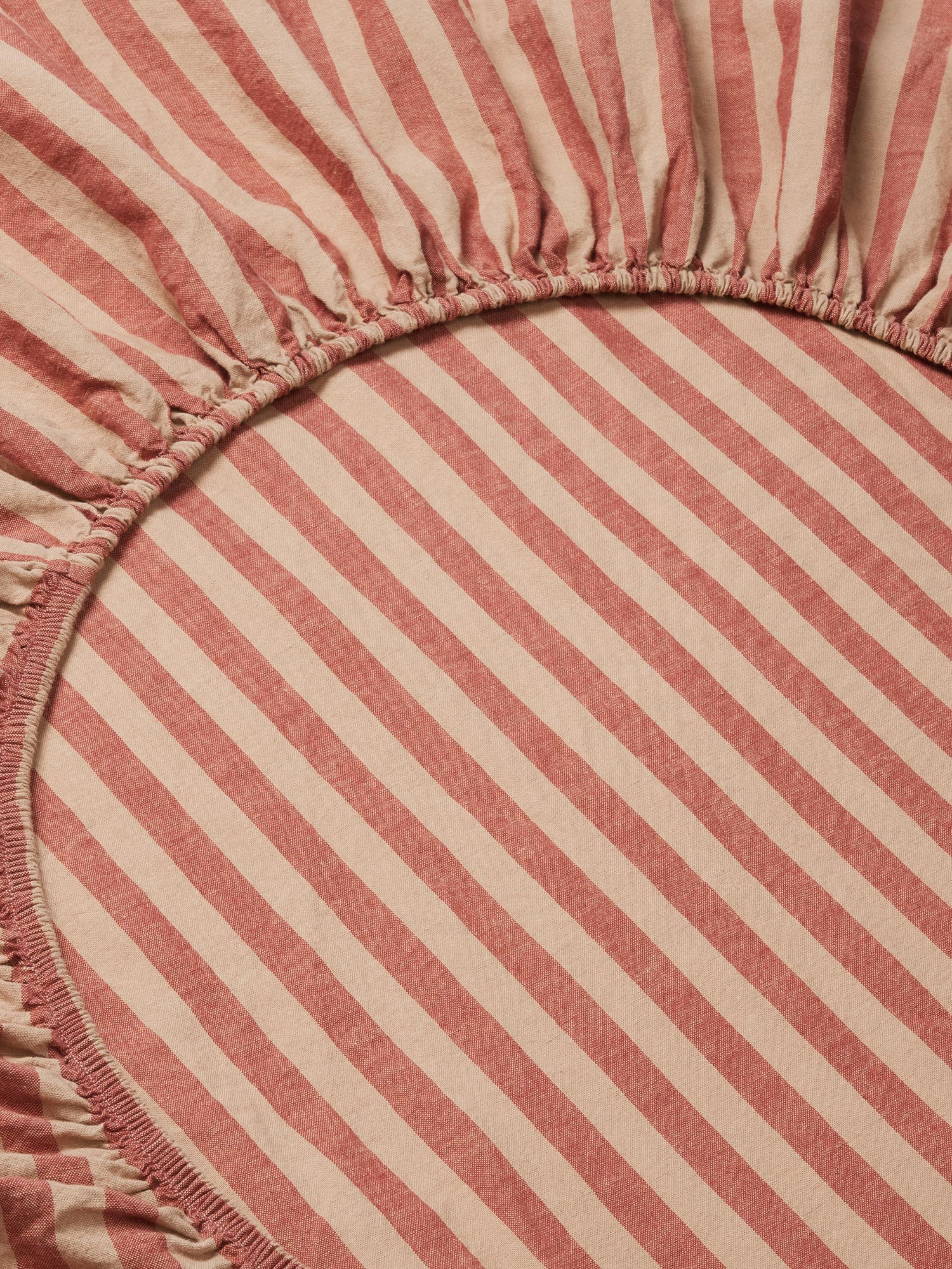 Sandstone Red Striped Linen Blend Fitted Sheet - Image 2